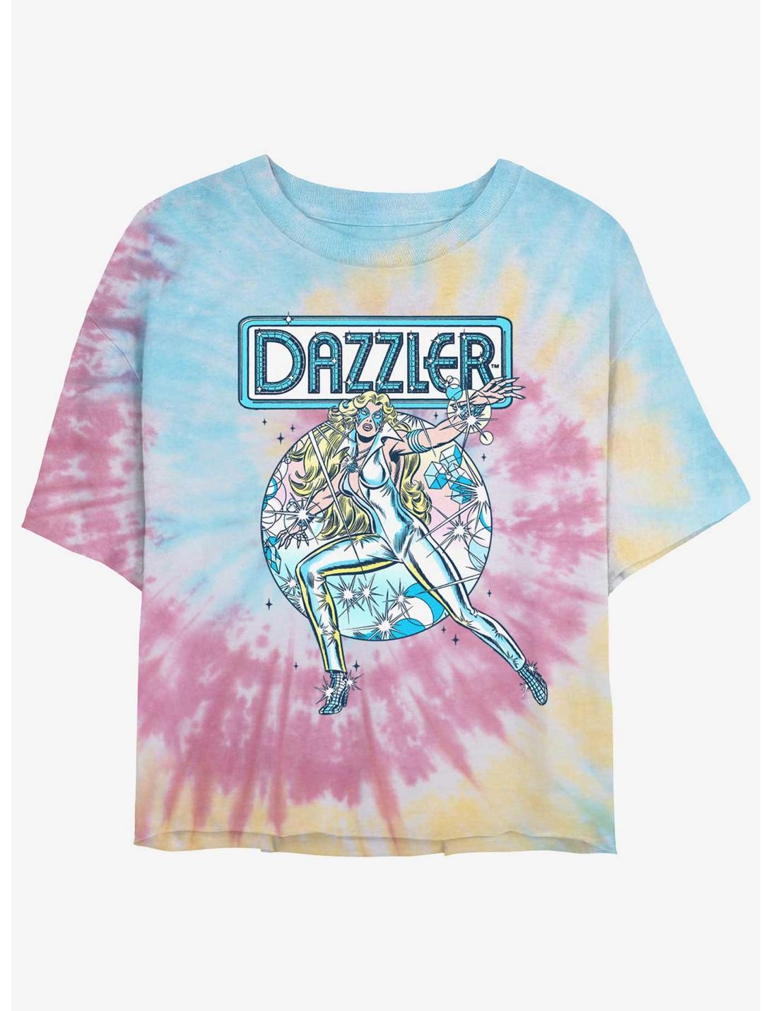 Marvel Dazzler Sparkle Womens Tie-Dye Crop T-Shirt, BLUPNKLY, hi-res