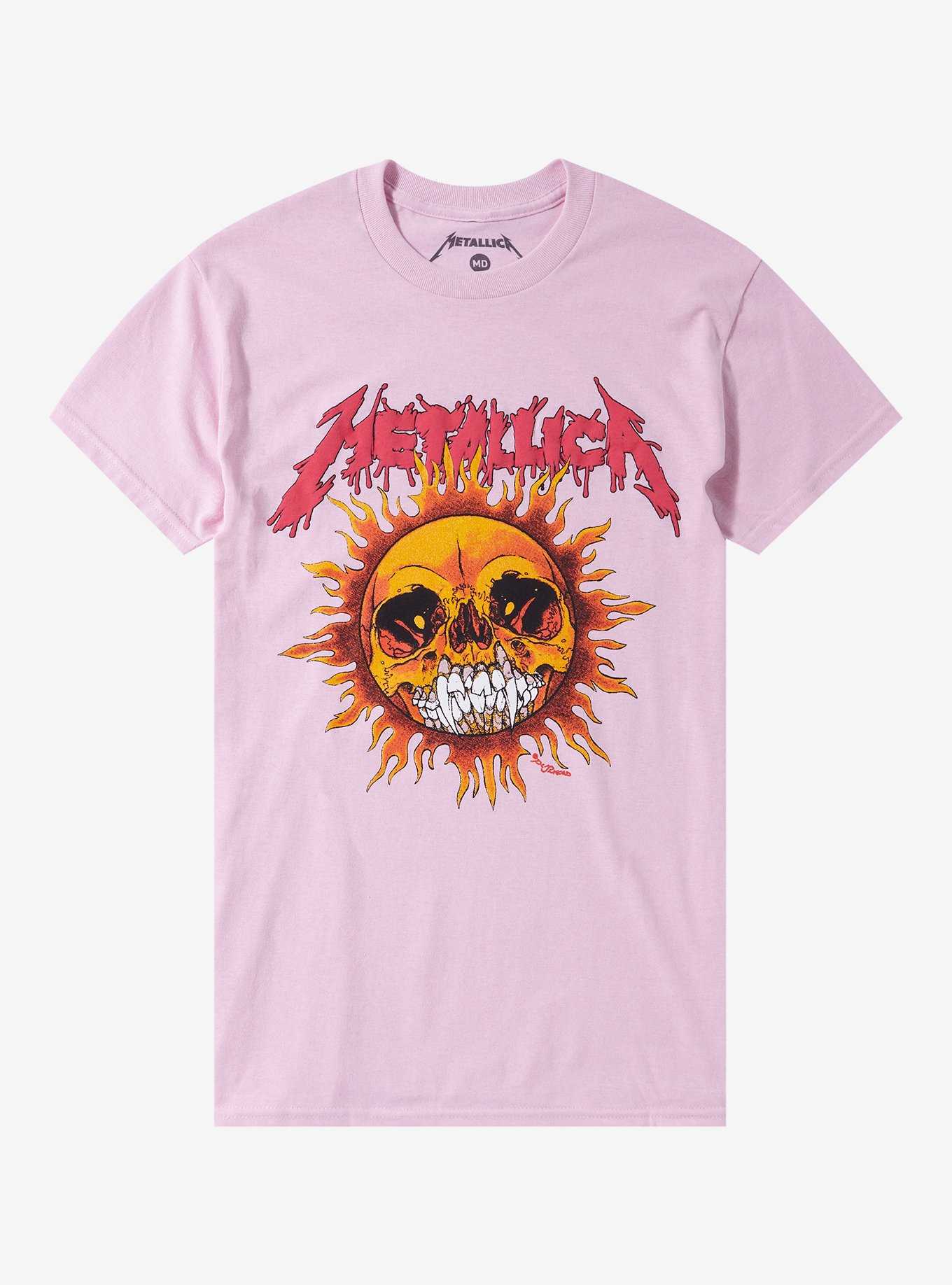 Metallica Sun Puff Print Boyfriend Fit Girls T-Shirt, , hi-res
