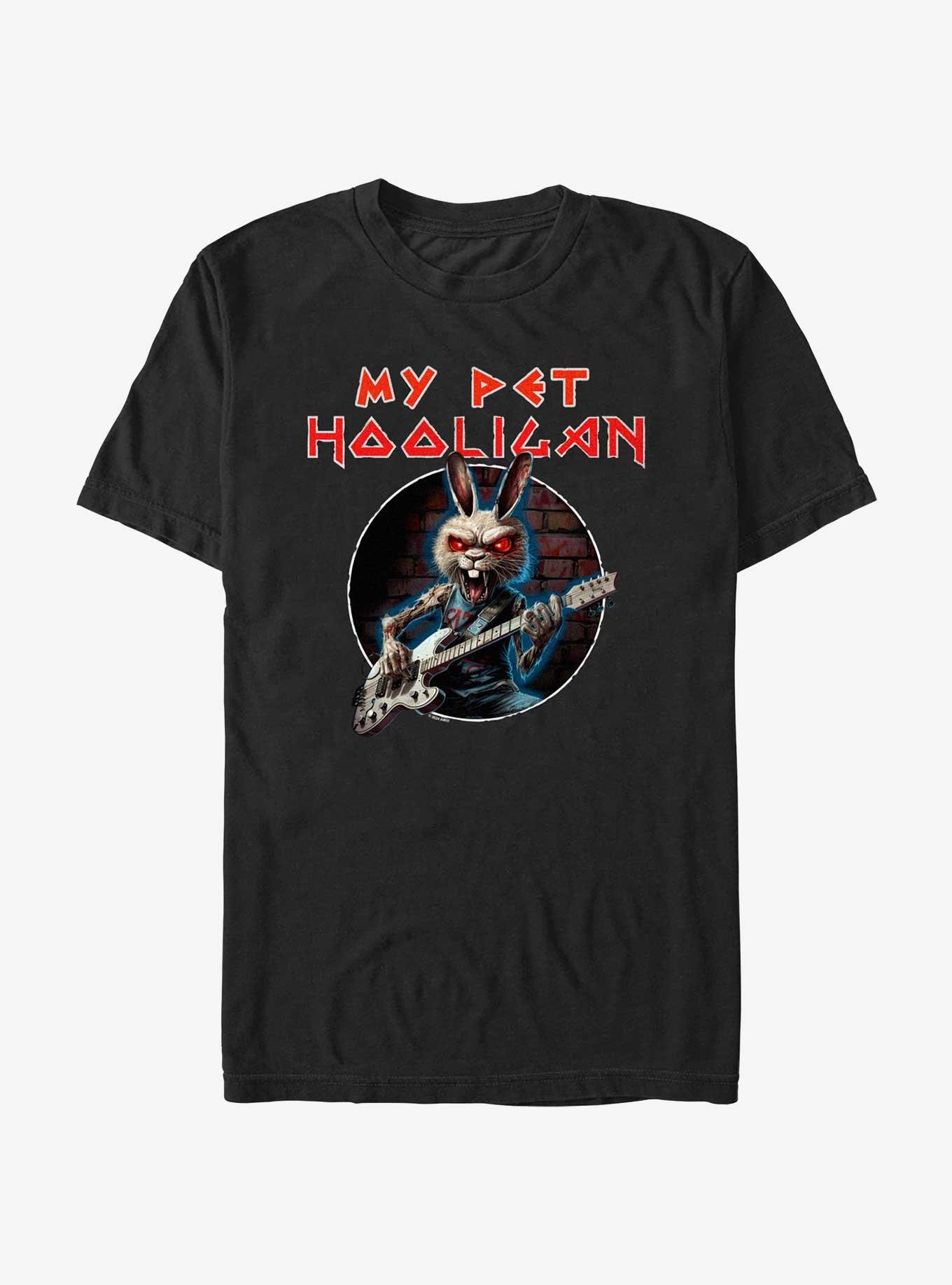 My Pet Hooligan Rock Out Rabid Bunny T-Shirt, BLACK, hi-res