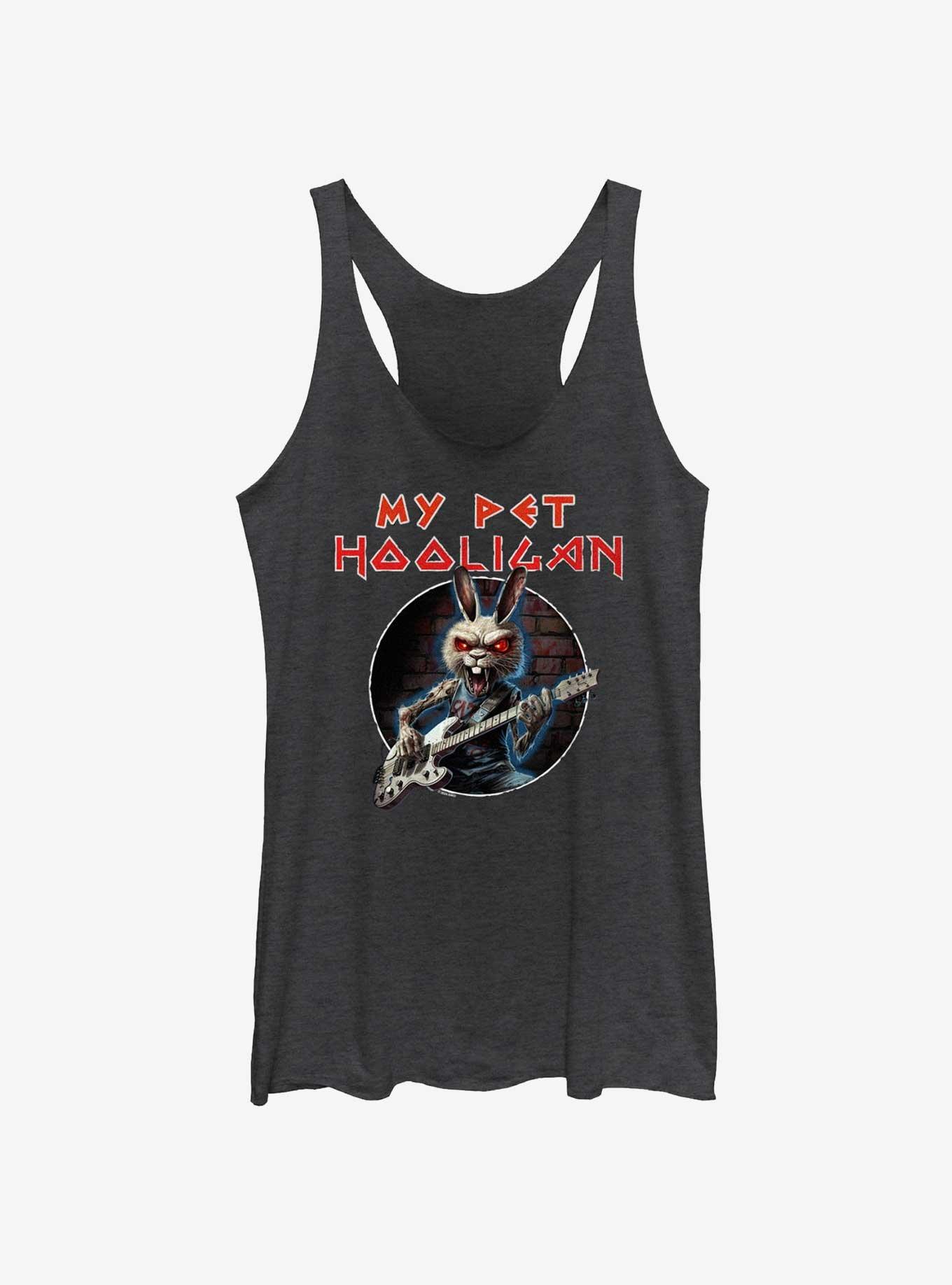 My Pet Hooligan Rock Out Rabid Bunny Girls Tank, BLK HTR, hi-res