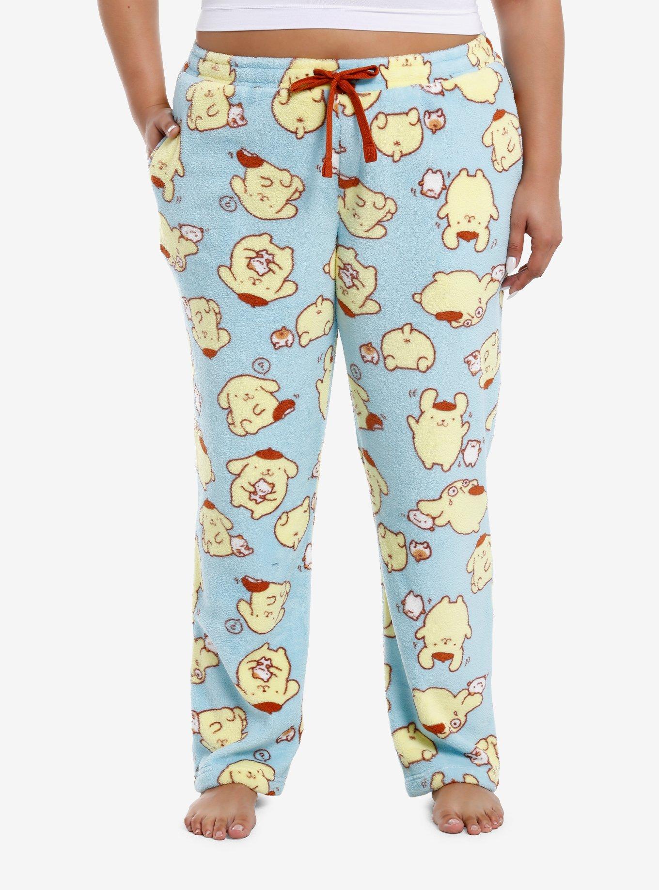 Pompompurin & Muffin Fuzzy Pajama Pants Plus Size, MULTI, hi-res