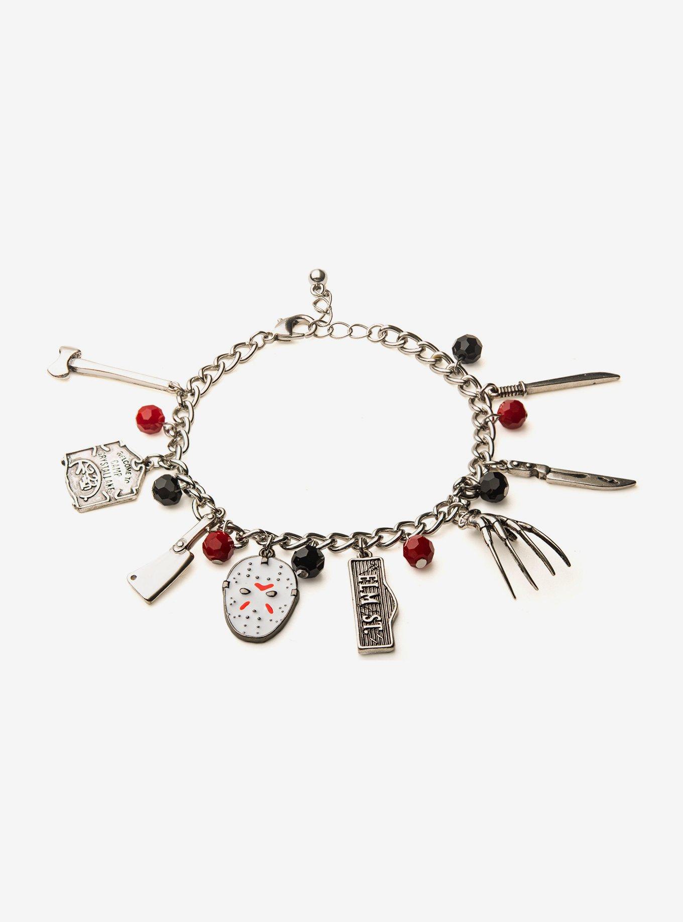 Freddy vs. Jason Enamel Charm Silver Finish Chain Bracelet, , hi-res