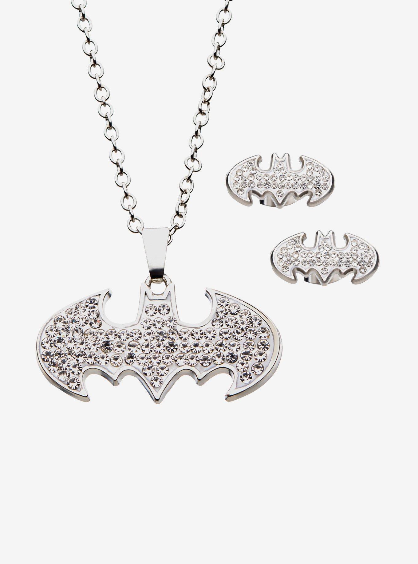 DC Comics Batman Silver Plated Necklace and Earring Set, , hi-res