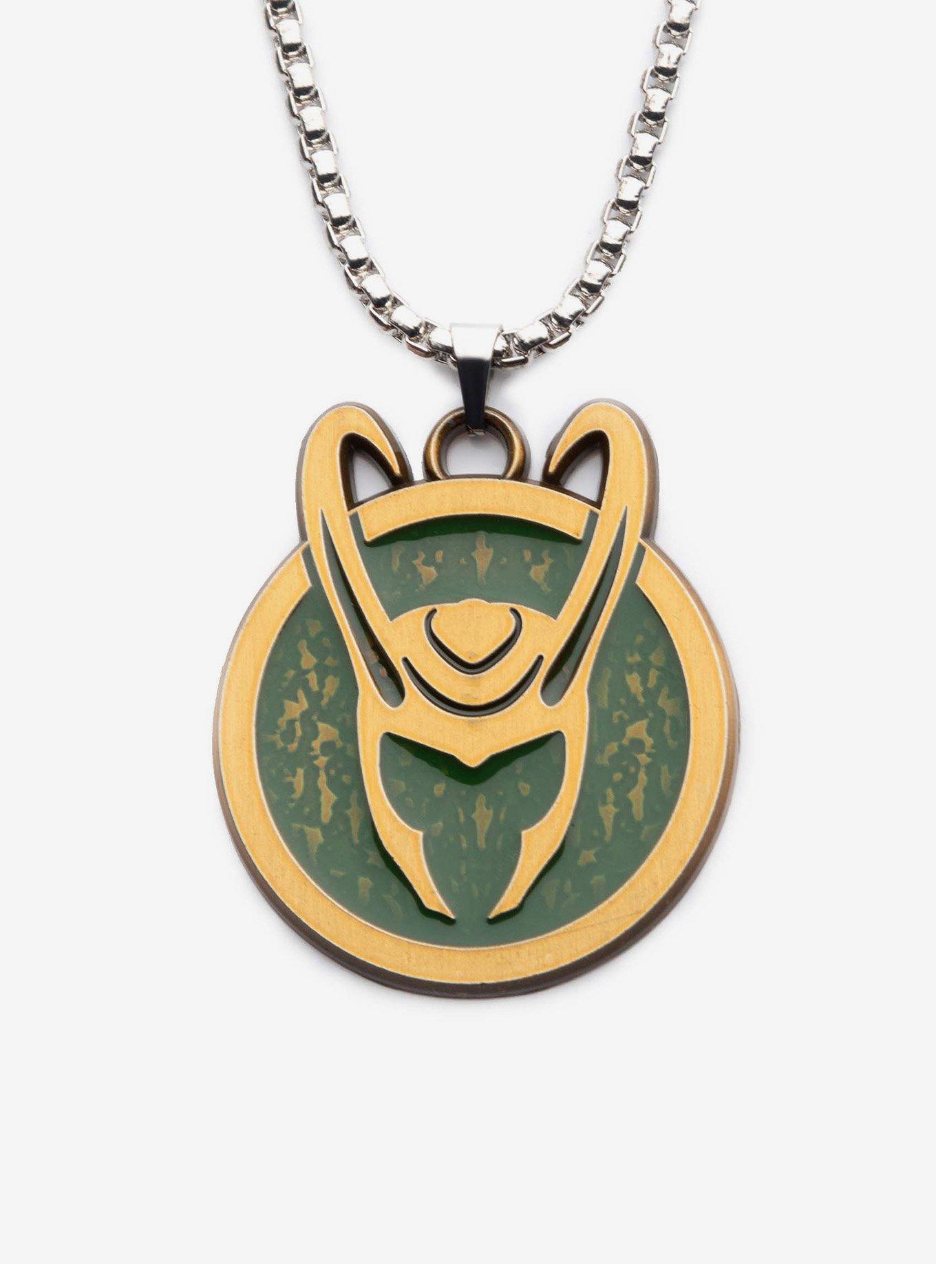 Marvel LOKI Helmet Medallion Symbol Necklace, , hi-res