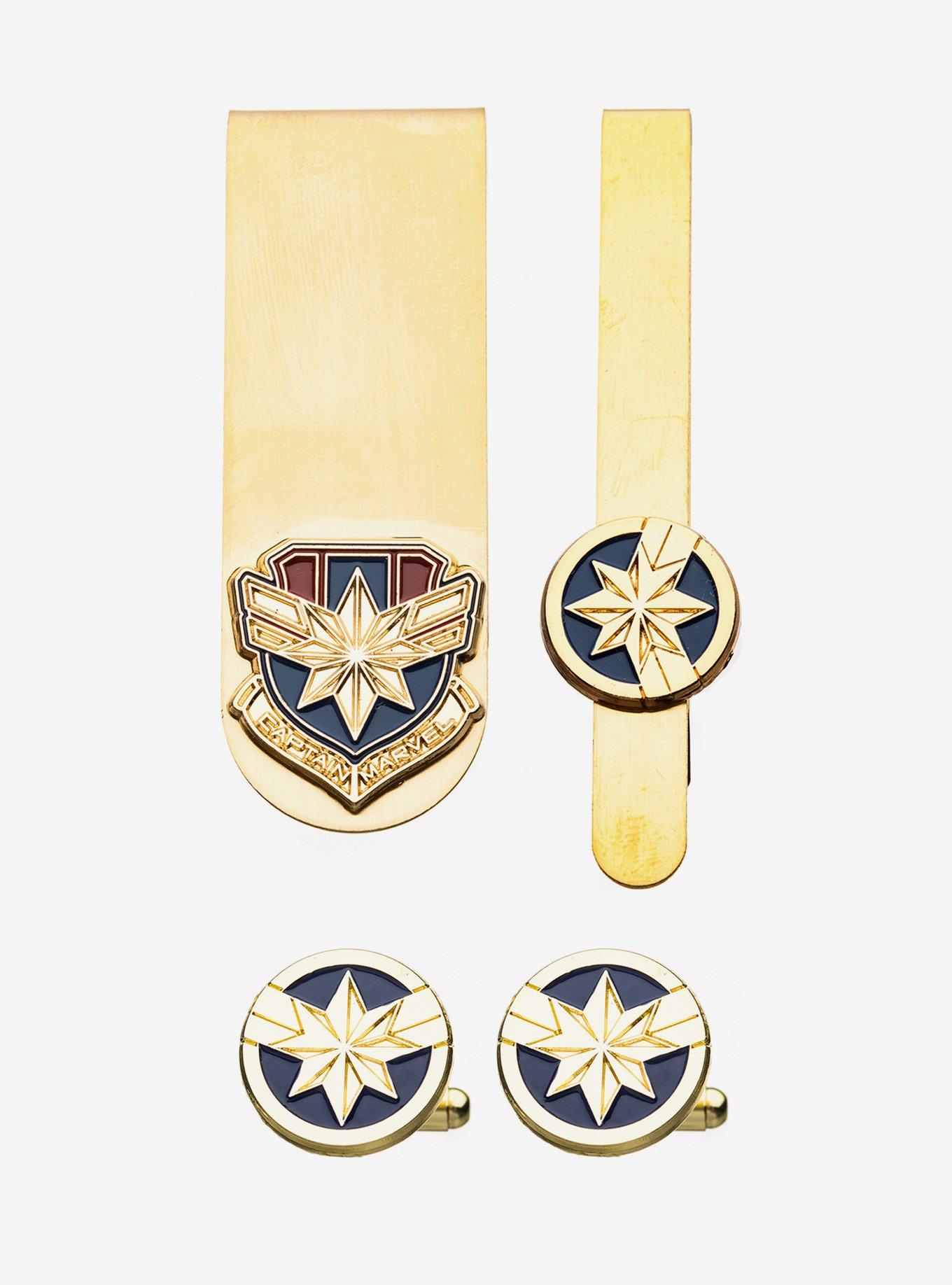 Marvel Captain Marvel Cufflinks Tie Bar and Money Clip Set, , hi-res