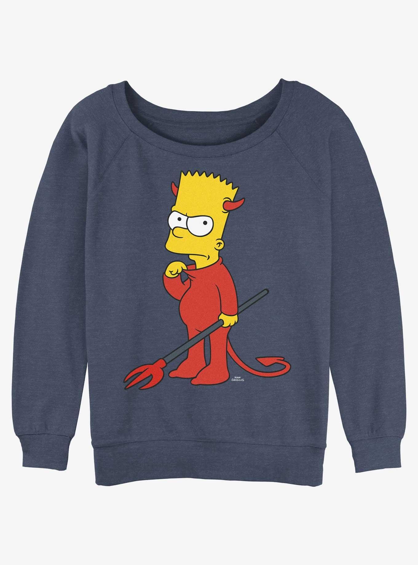 The Simpsons Devil Bart Girls Slouchy Sweatshirt, BLUEHTR, hi-res