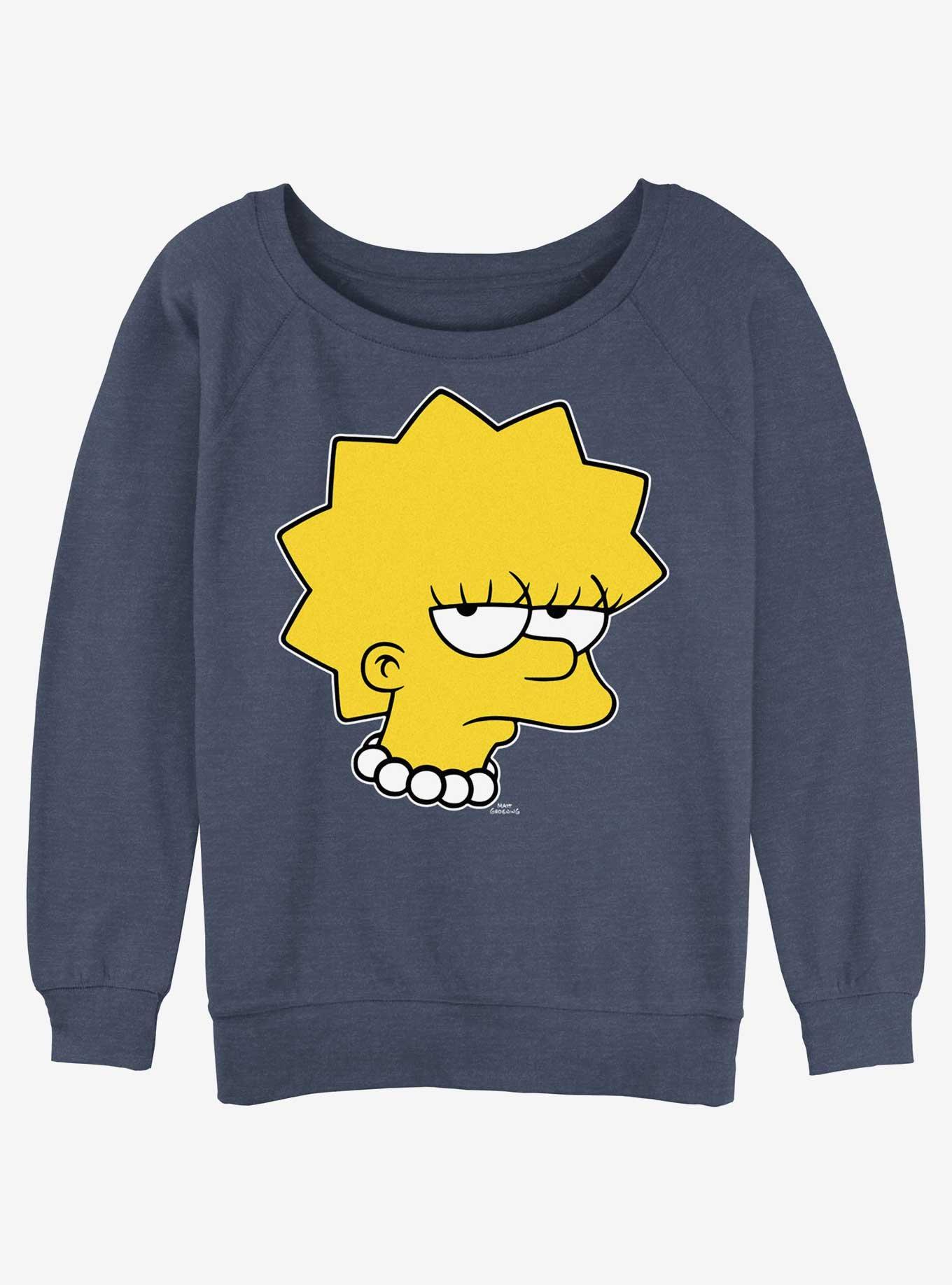 The Simpsons Unamused Lisa Girls Slouchy Sweatshirt, BLUEHTR, hi-res