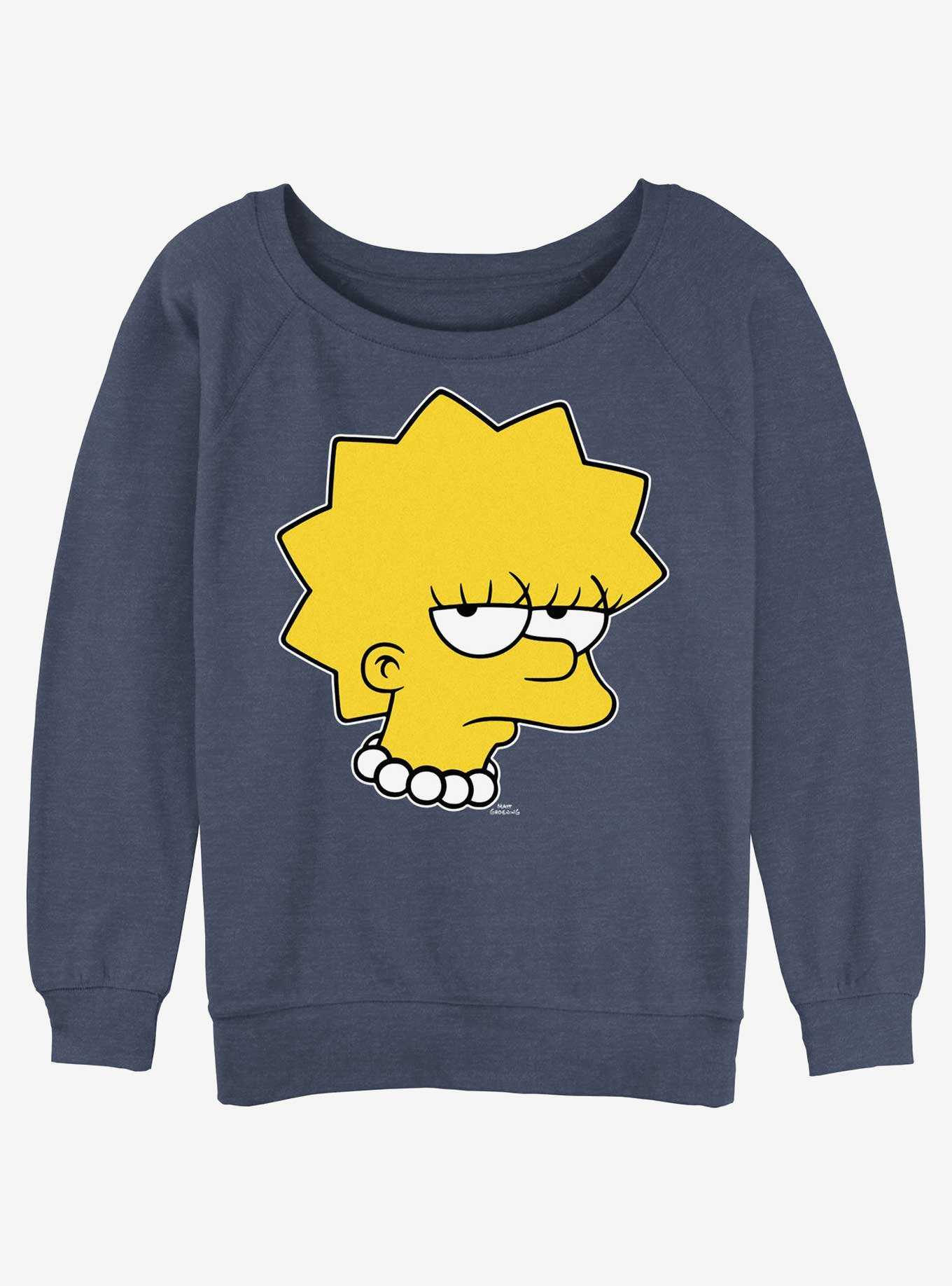 The Simpsons Unamused Lisa Girls Slouchy Sweatshirt, , hi-res