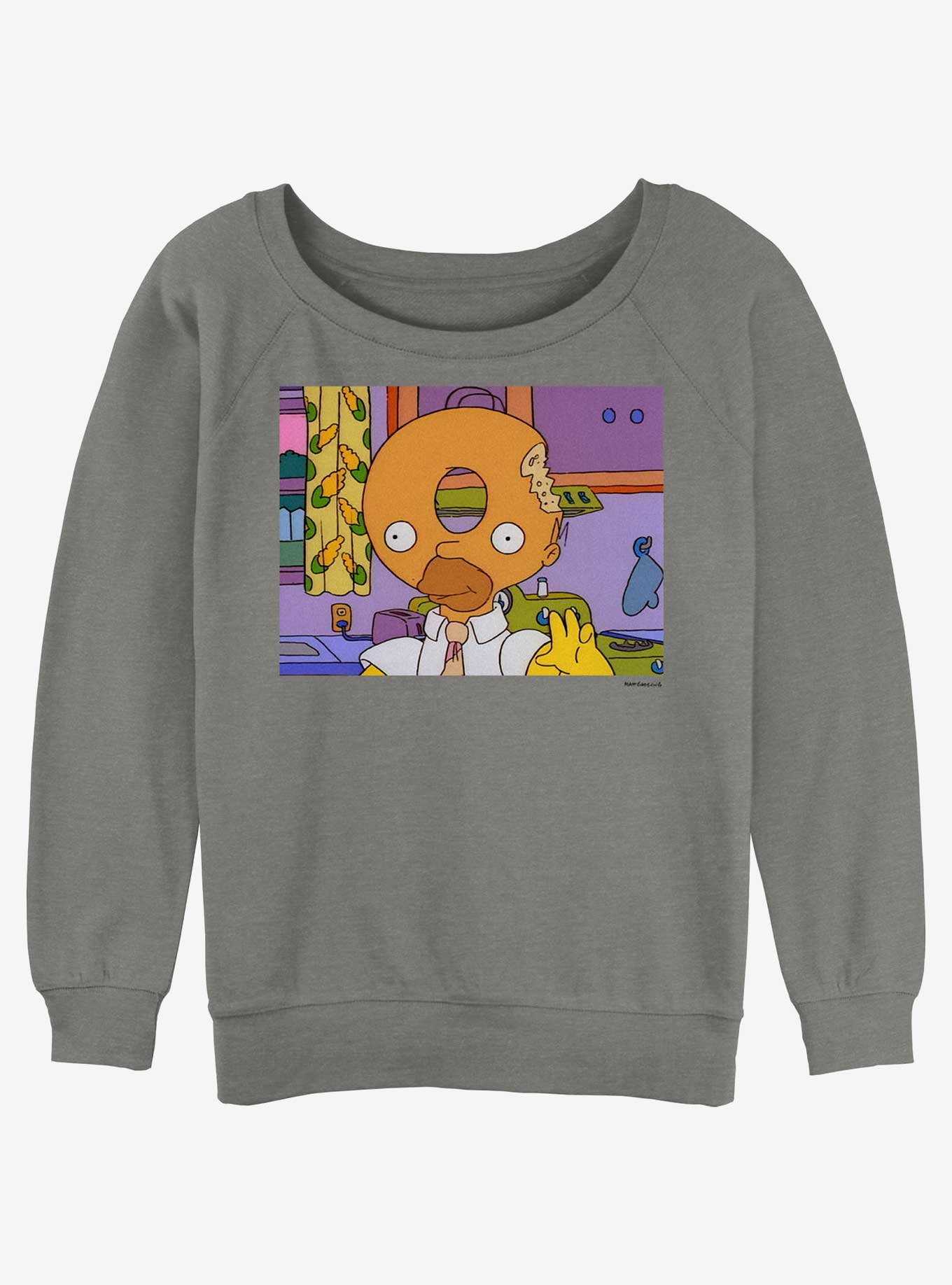 The Simpsons Donut Head Homer Girls Slouchy Sweatshirt, , hi-res