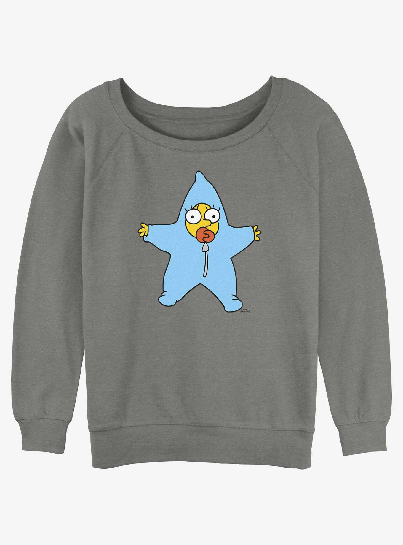 The Simpsons Maggie Snow Suit Girls Slouchy Sweatshirt, GRAY HTR, hi-res