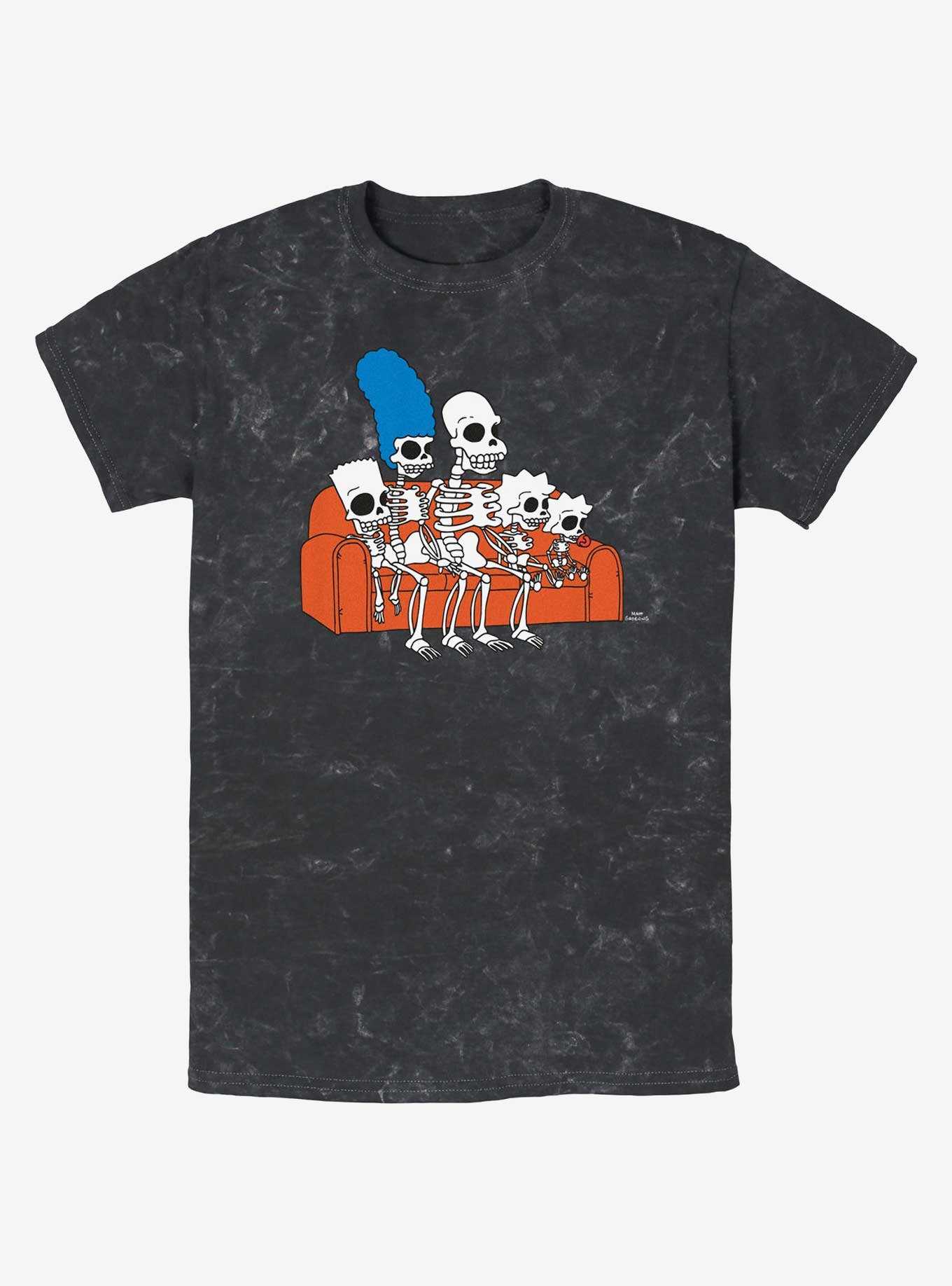 The Simpsons Skeleton Family Couch Mineral Wash T-Shirt, , hi-res