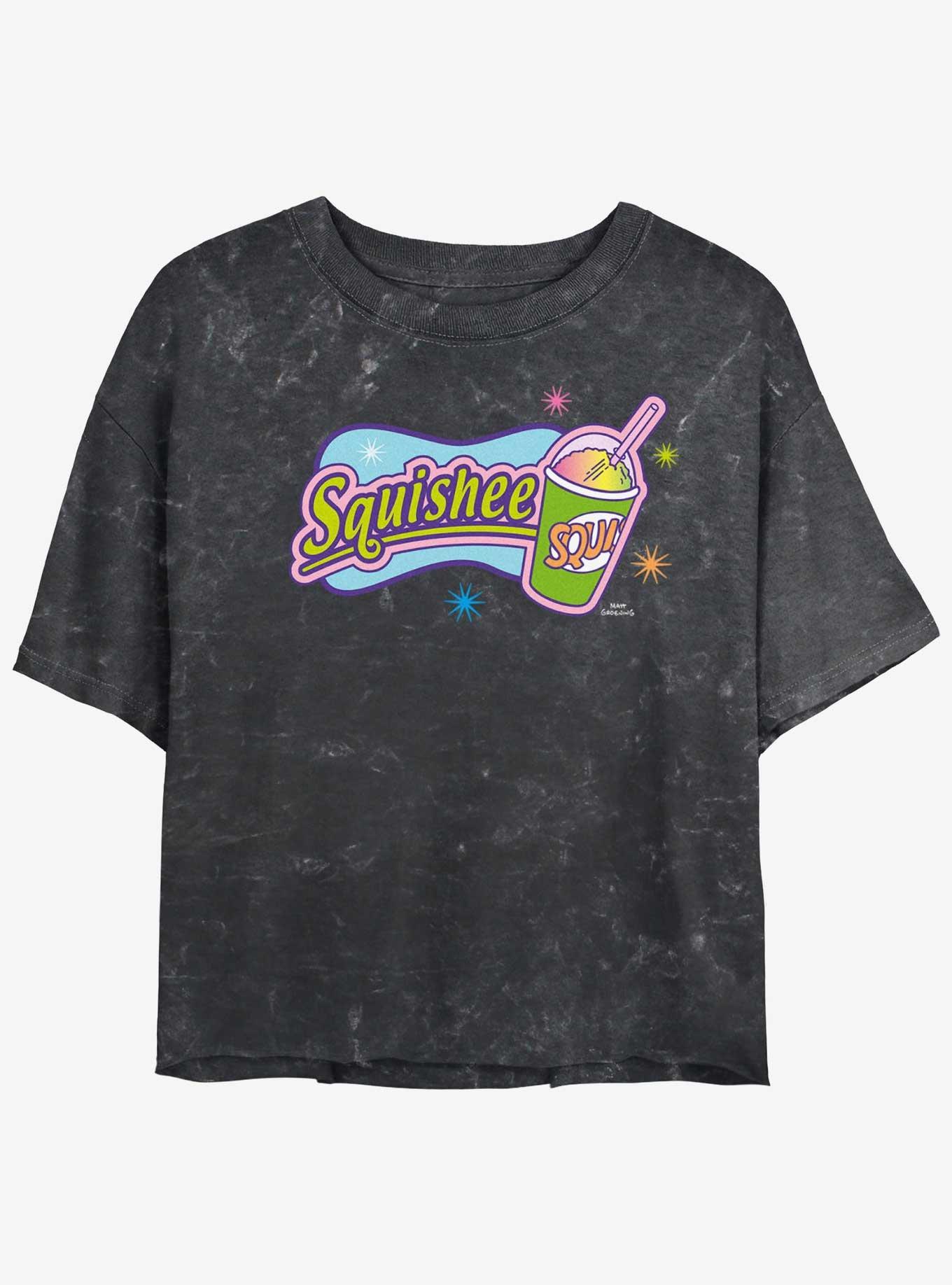 The Simpsons Squishee Logo Girls Mineral Wash Crop T-Shirt, BLACK, hi-res