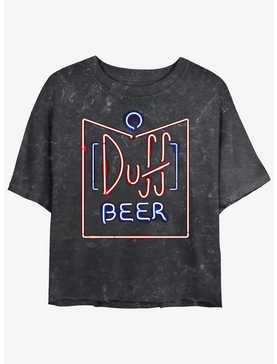 The Simpsons Duff Beer Neon Sign Logo Girls Mineral Wash Crop T-Shirt, , hi-res