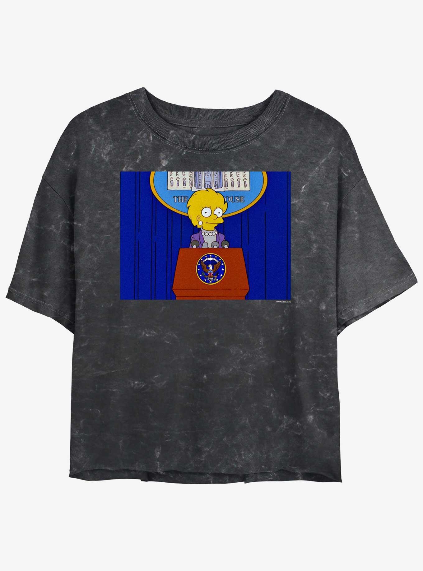 The Simpsons Future President Lisa Girls Mineral Wash Crop T-Shirt, , hi-res