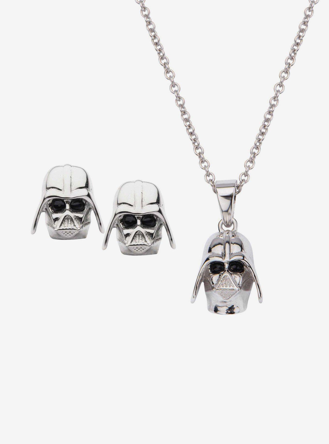 Star Wars 3D Darth Vader Stud Earrings and Pendant Necklace Set, , hi-res