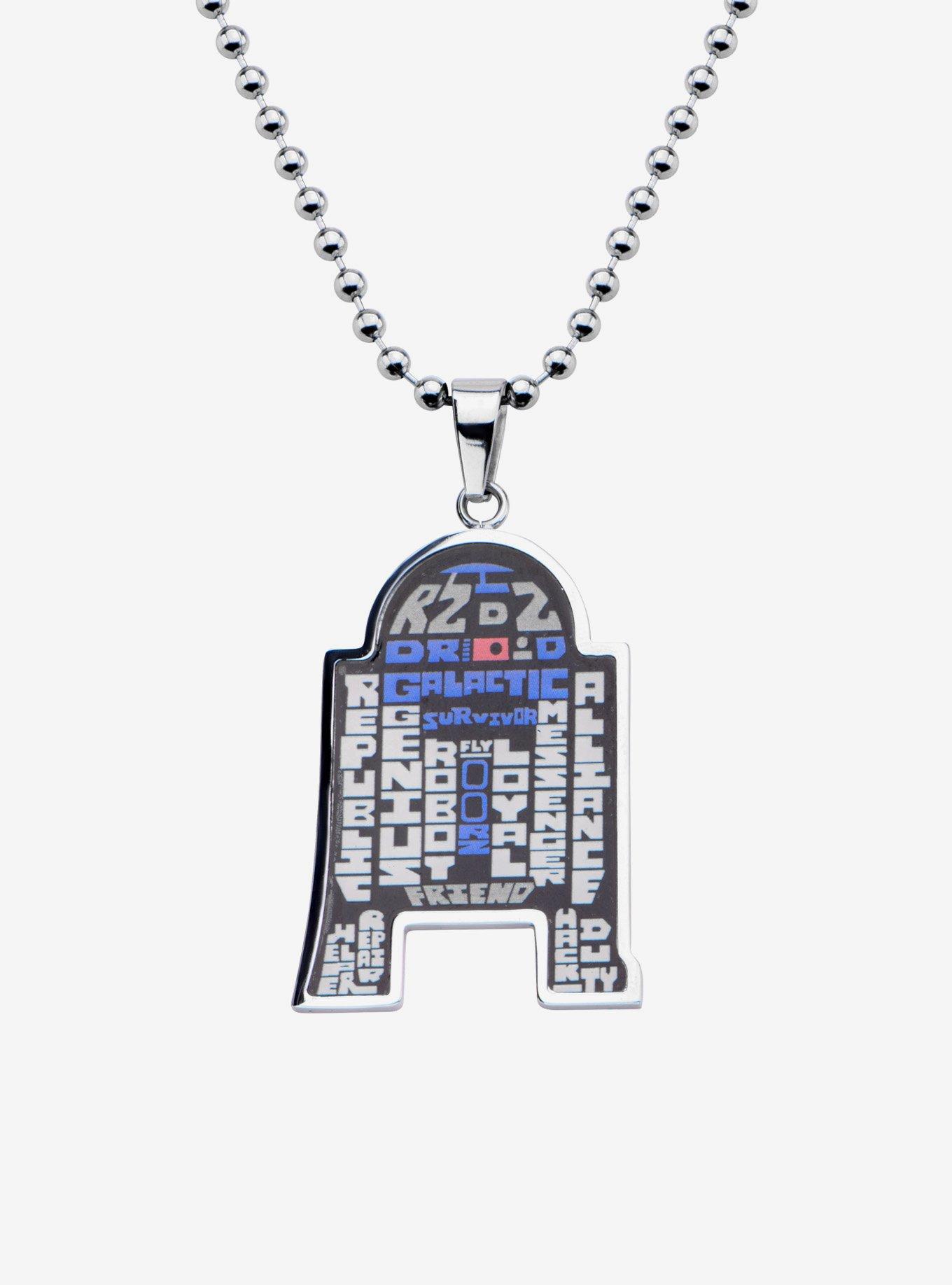 Star Wars R2-D2 Enamel Typography Art Pendant Necklace, , hi-res