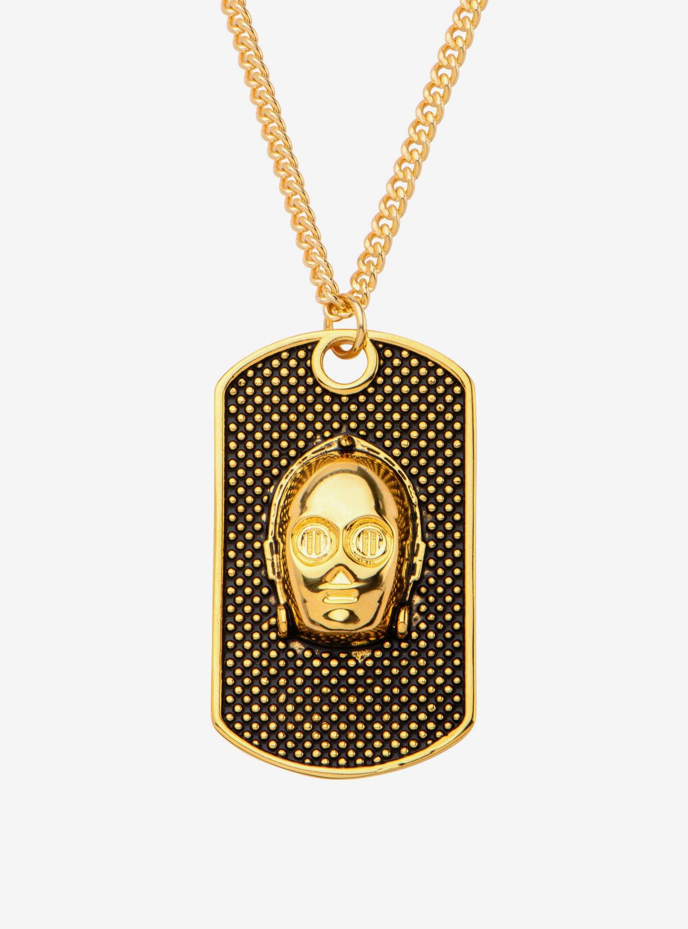 Star Wars 3D C-3PO Face Dog Tag Pendant Necklace