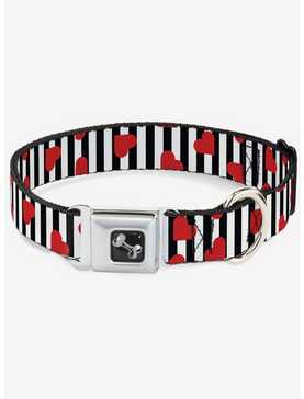 Hearts Scattered Stripe Seatbelt Buckle Dog Collar, , hi-res