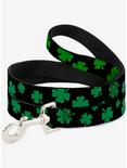 St. Patrick's Day Clovers Scattered Black Green Dog Leash, , hi-res