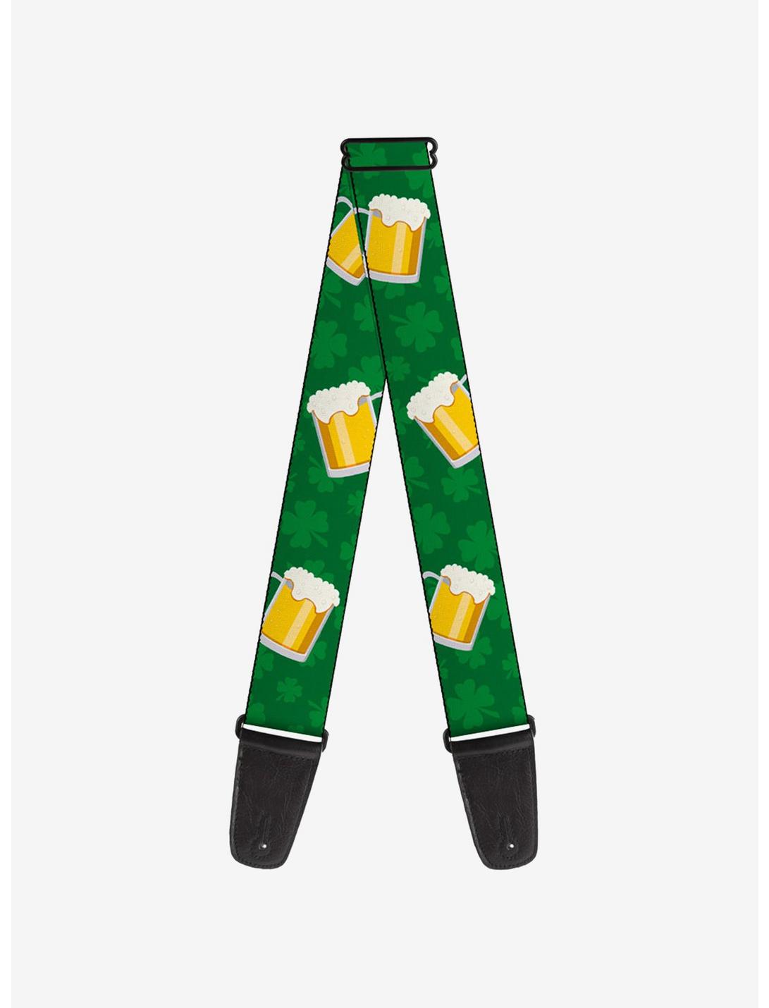 St. Patrick's Day Clovers Beer Mugs Green Guitar Strap, , hi-res
