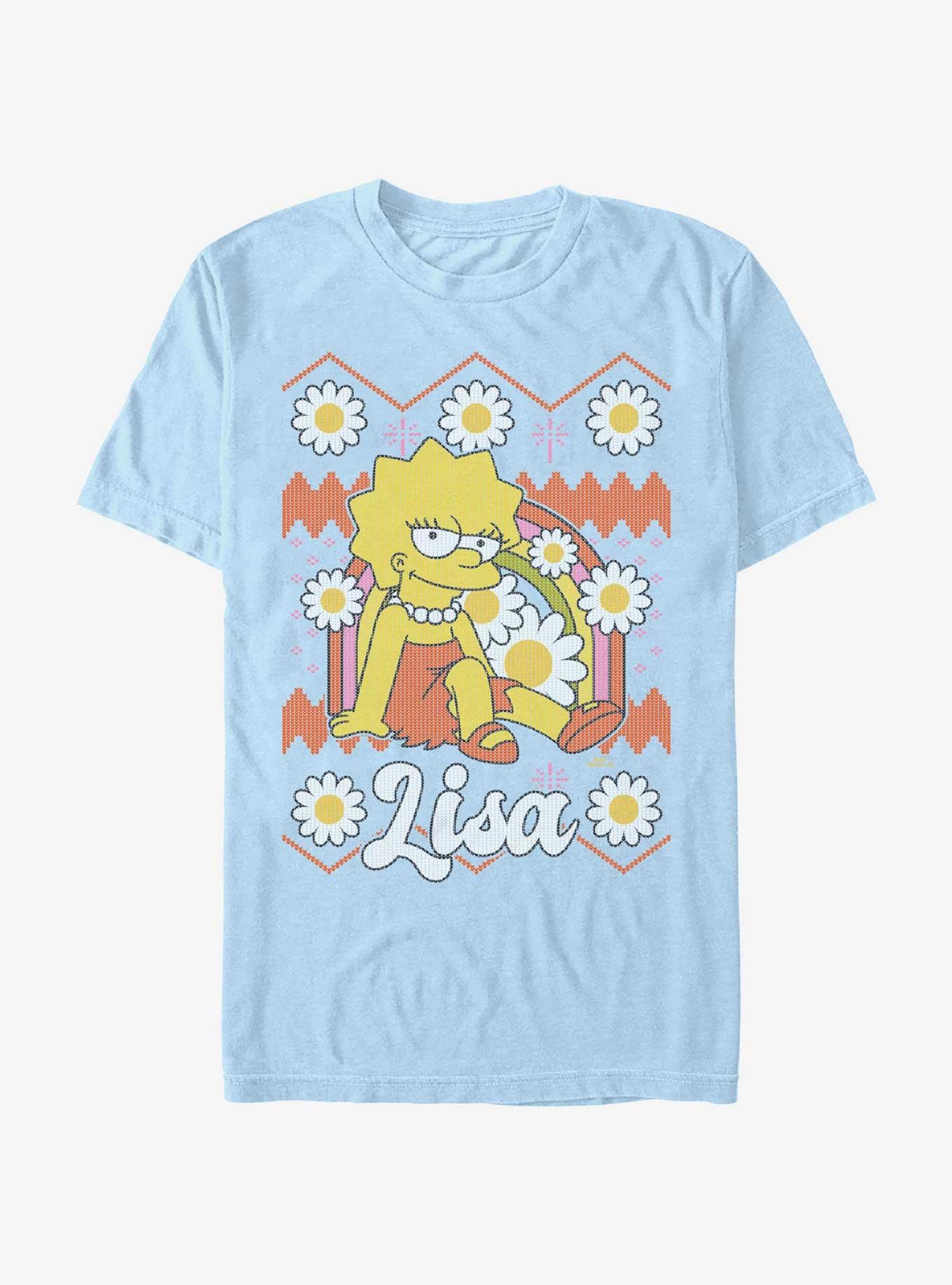 The Simpsons Lisa Ugly Sweater Pattern T-Shirt, LT BLUE, hi-res