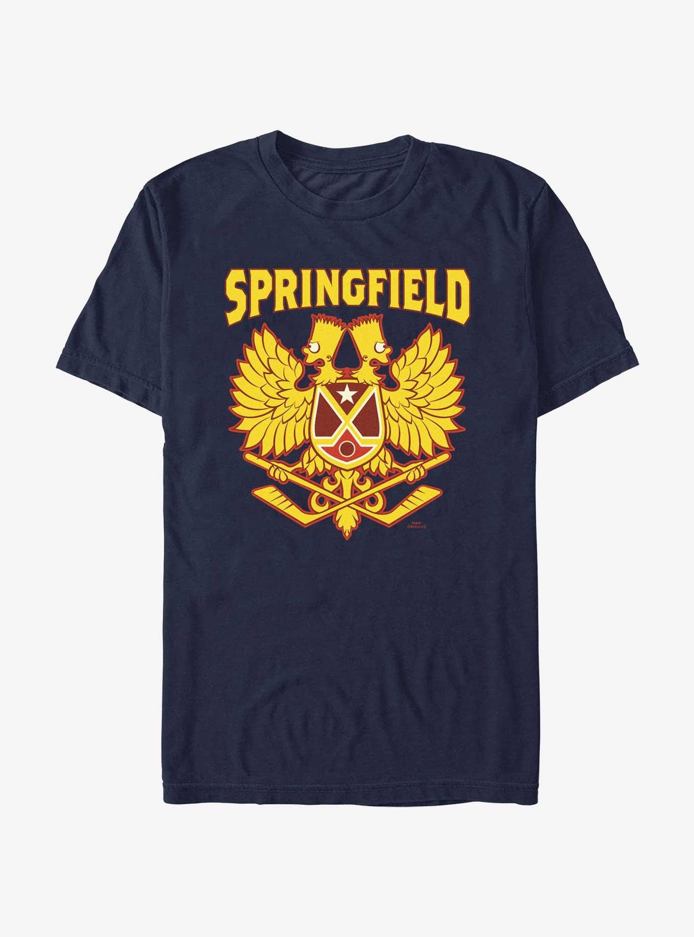 The Simpsons Bart Springfield Hockey Crest T-Shirt, NAVY, hi-res