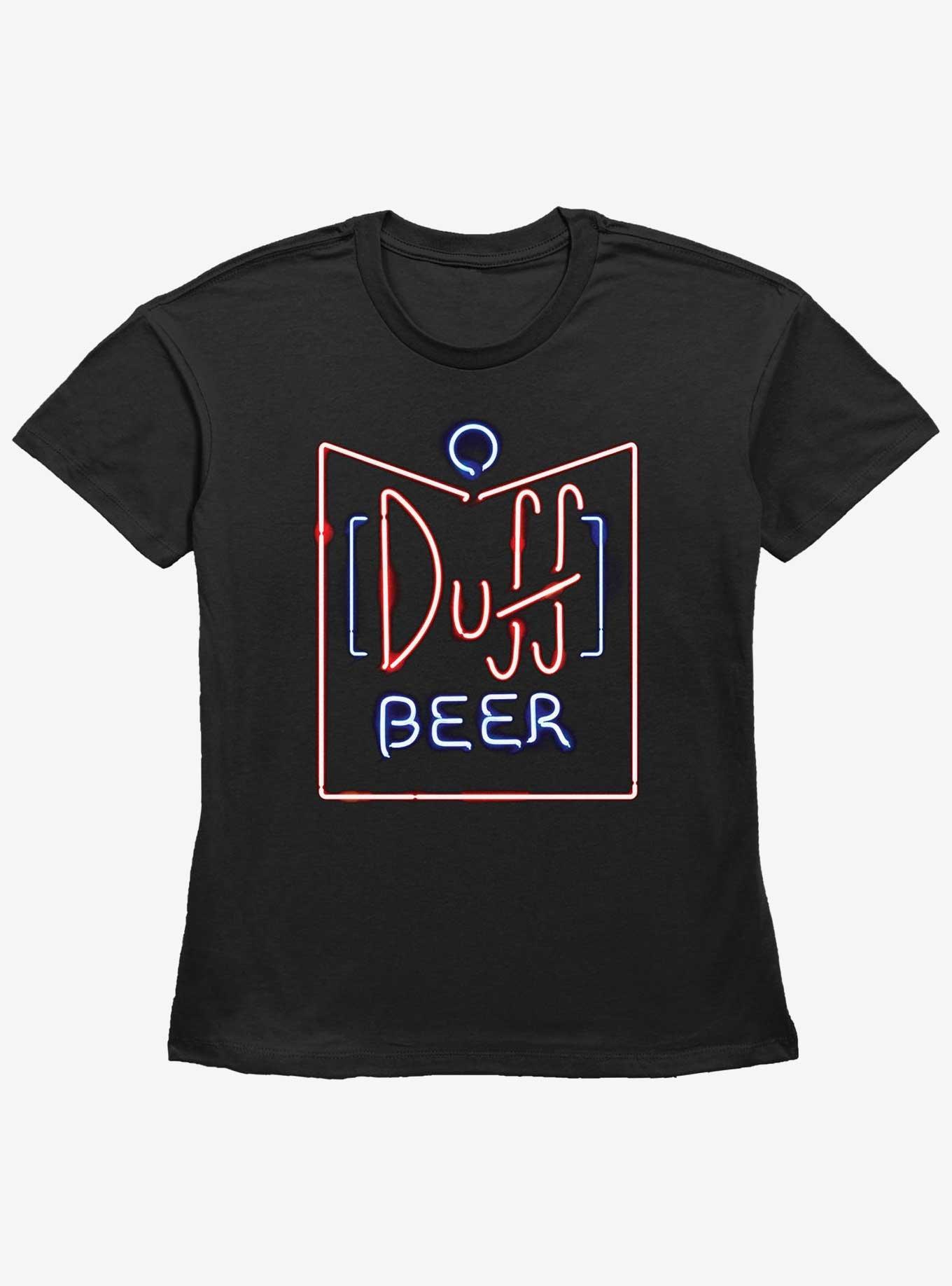 The Simpsons Duff Beer Neon Sign Logo Girls Straight Fit T-Shirt, BLACK, hi-res