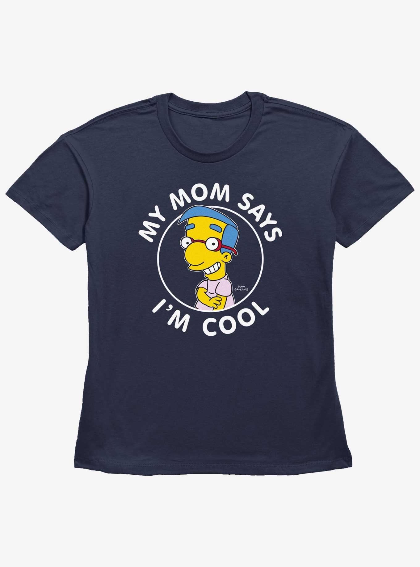 The Simpsons My Mom Thinks I'm Cool Girls Straight Fit T-Shirt, NAVY, hi-res