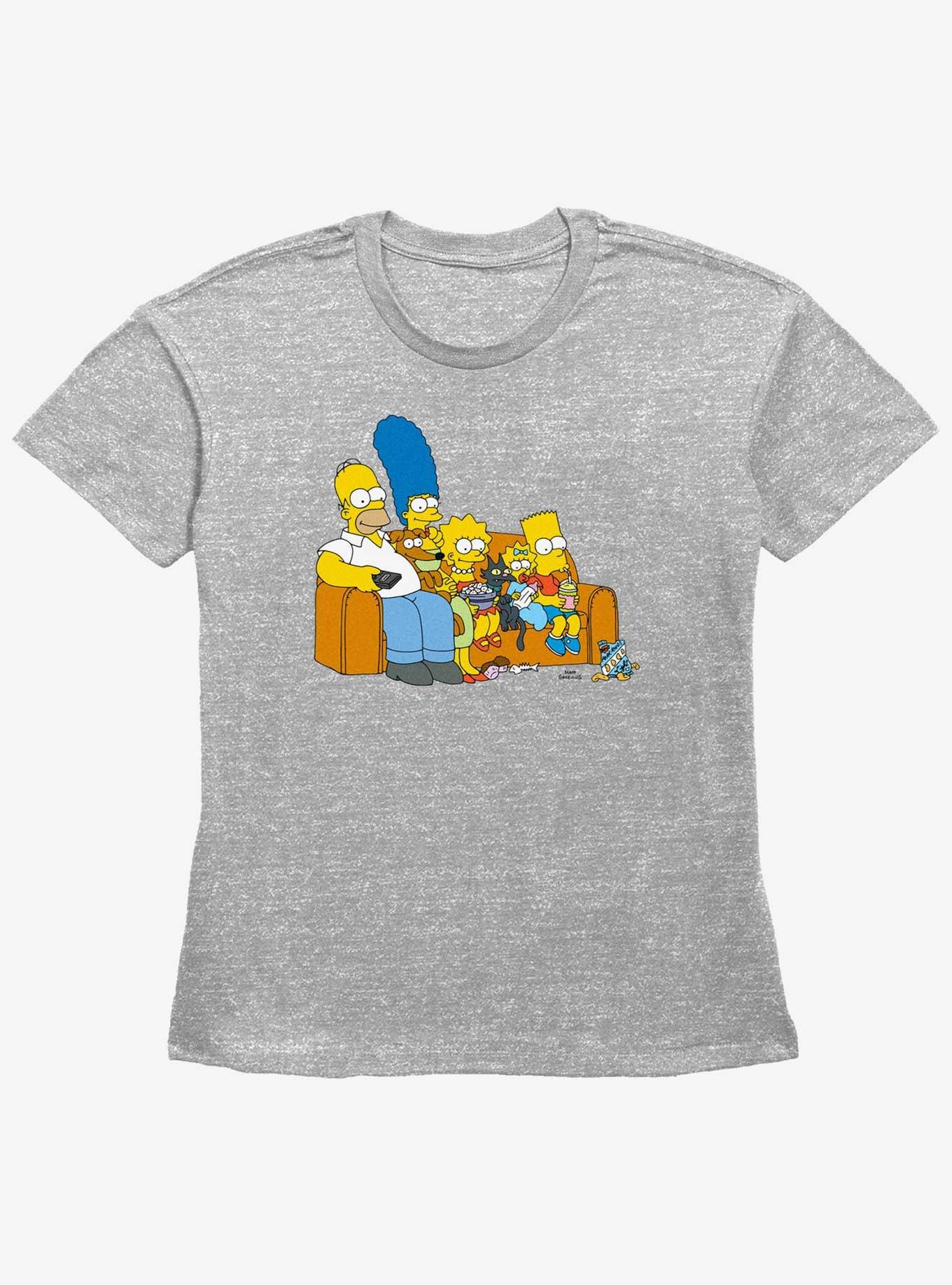The Simpsons Family Couch Girls Straight Fit T-Shirt, HEATHER GR, hi-res