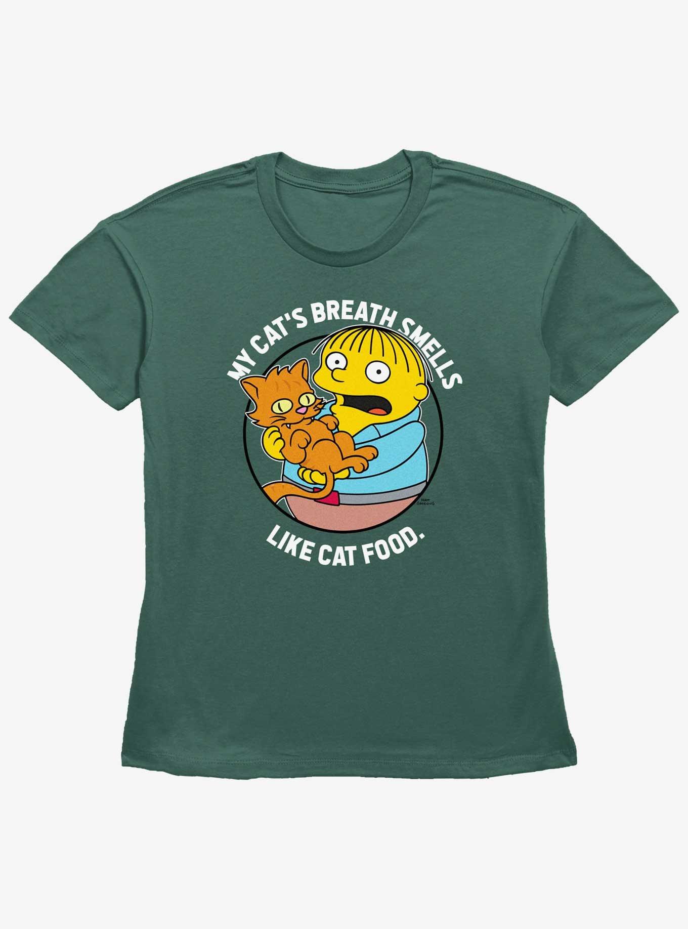 The Simpsons My Cat's Breath Smells Like Cat Food Girls Straight Fit T-Shirt, PINE, hi-res