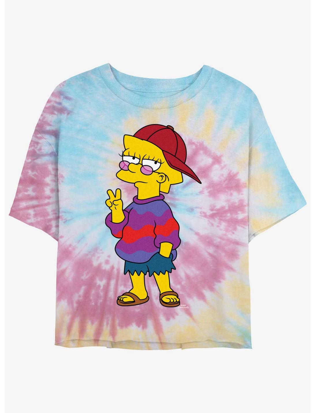 The Simpsons Cool Lisa Girls Tye-Dye Crop T-Shirt, BLUPNKLY, hi-res