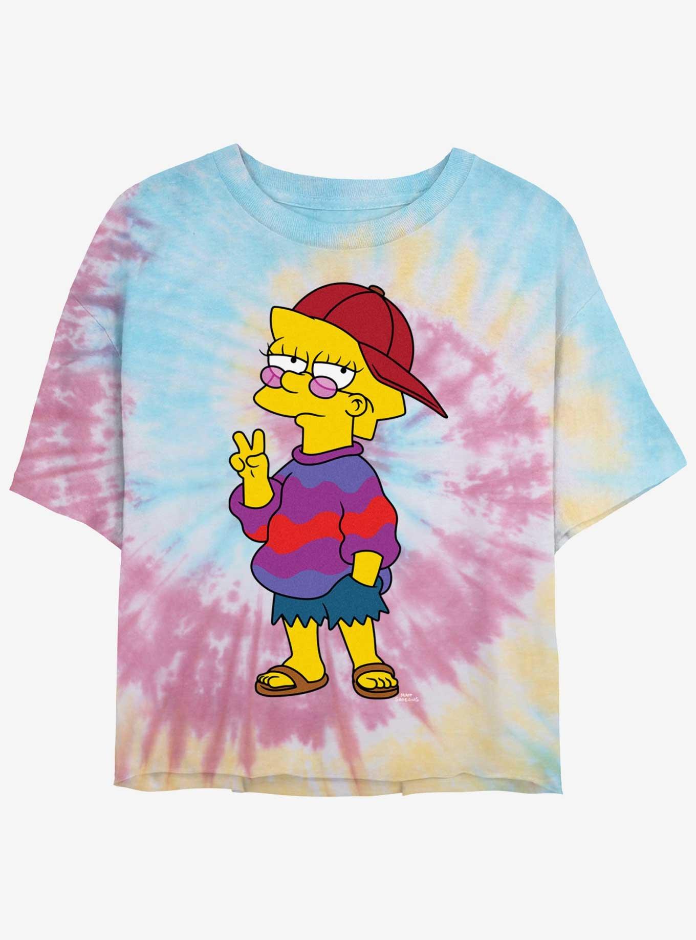 The Simpsons Cool Lisa Girls Tye-Dye Crop T-Shirt, BLUPNKLY, hi-res