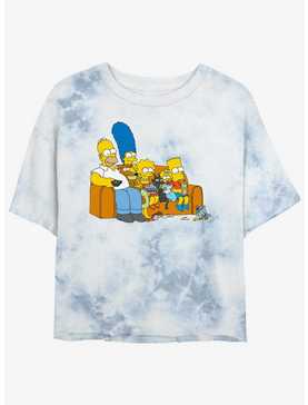 The Simpsons Family Couch Girls Tye-Dye Crop T-Shirt, , hi-res