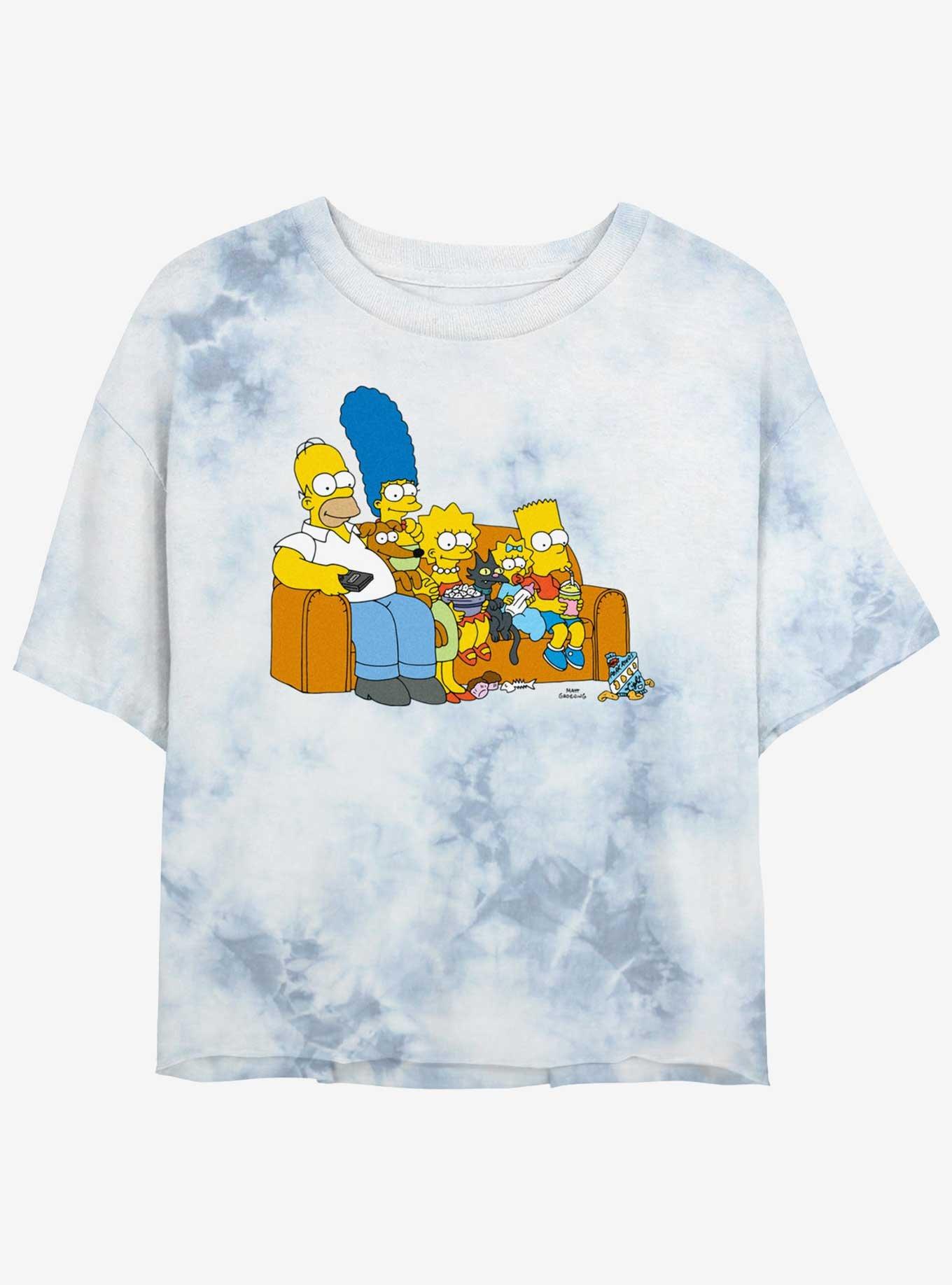 The Simpsons Family Couch Girls Tye-Dye Crop T-Shirt, WHITEBLUE, hi-res