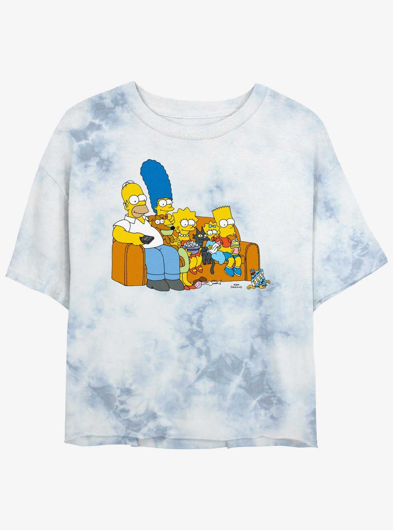 The Simpsons Family Couch Girls Tye-Dye Crop T-Shirt, , hi-res