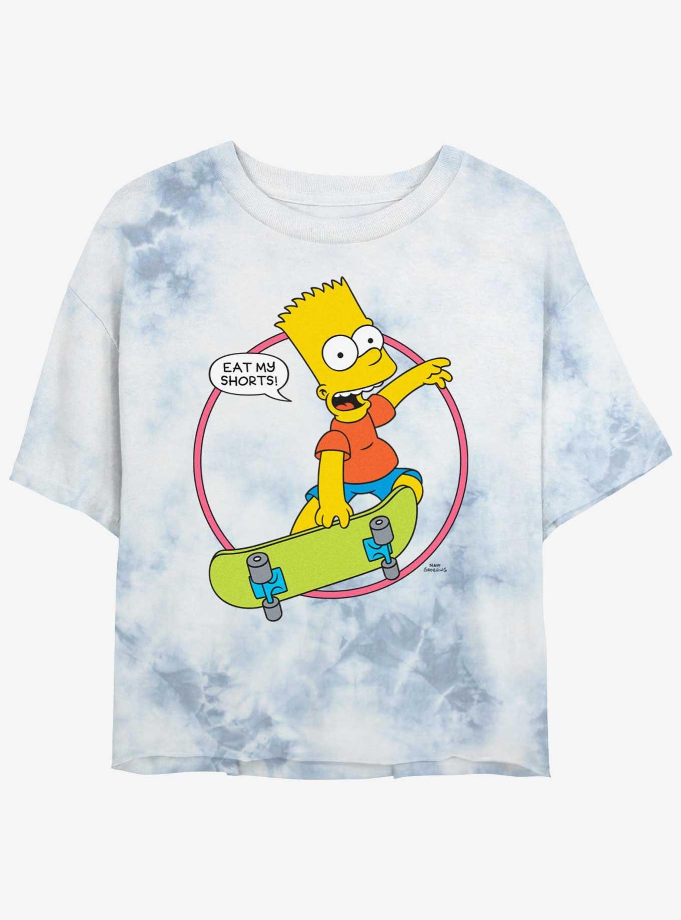 The Simpsons Eat My Shorts Girls Tye-Dye Crop T-Shirt, WHITEBLUE, hi-res