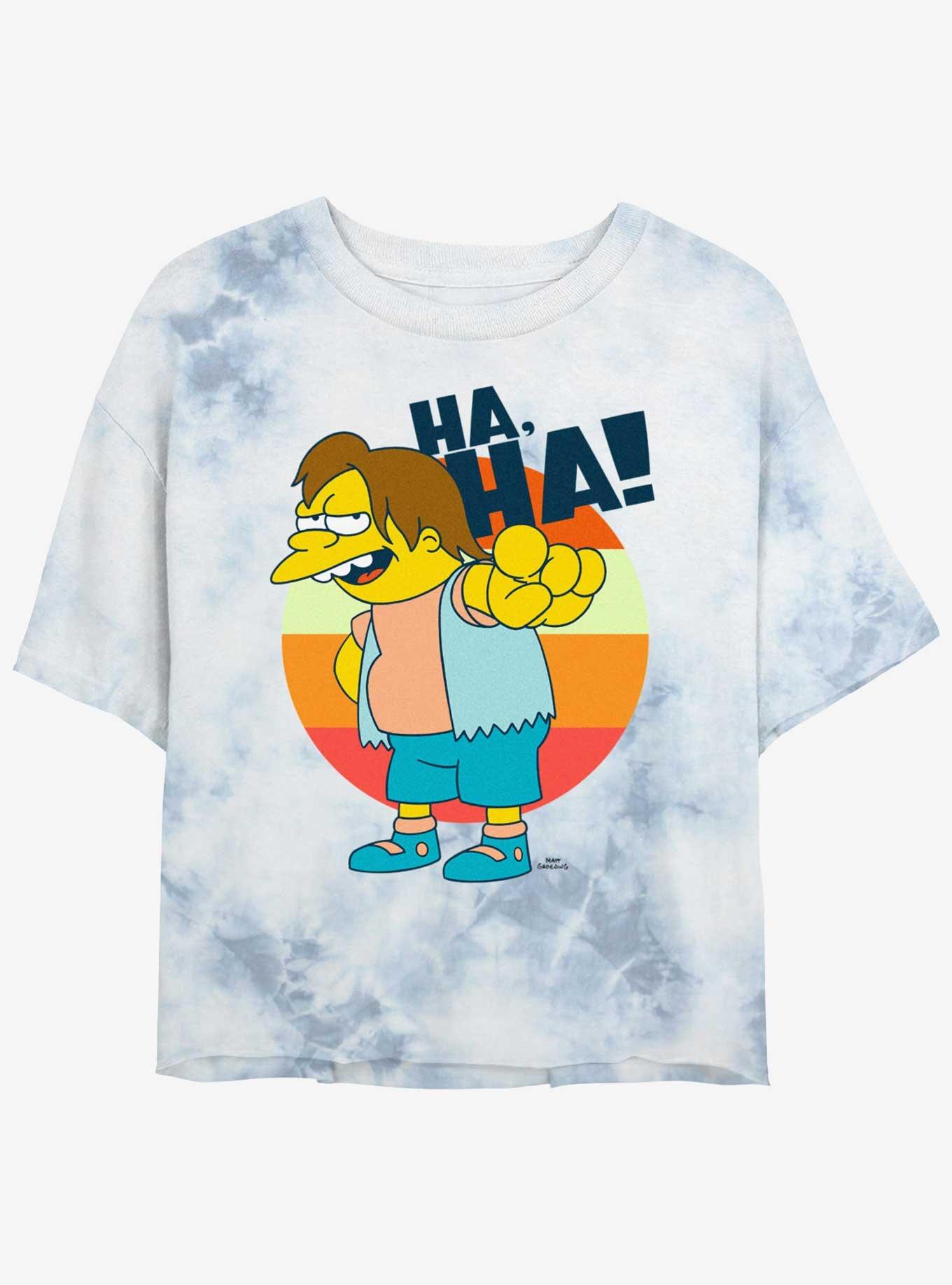 The Simpsons Nelson Ha, Ha! Girls Tye-Dye Crop T-Shirt, WHITEBLUE, hi-res
