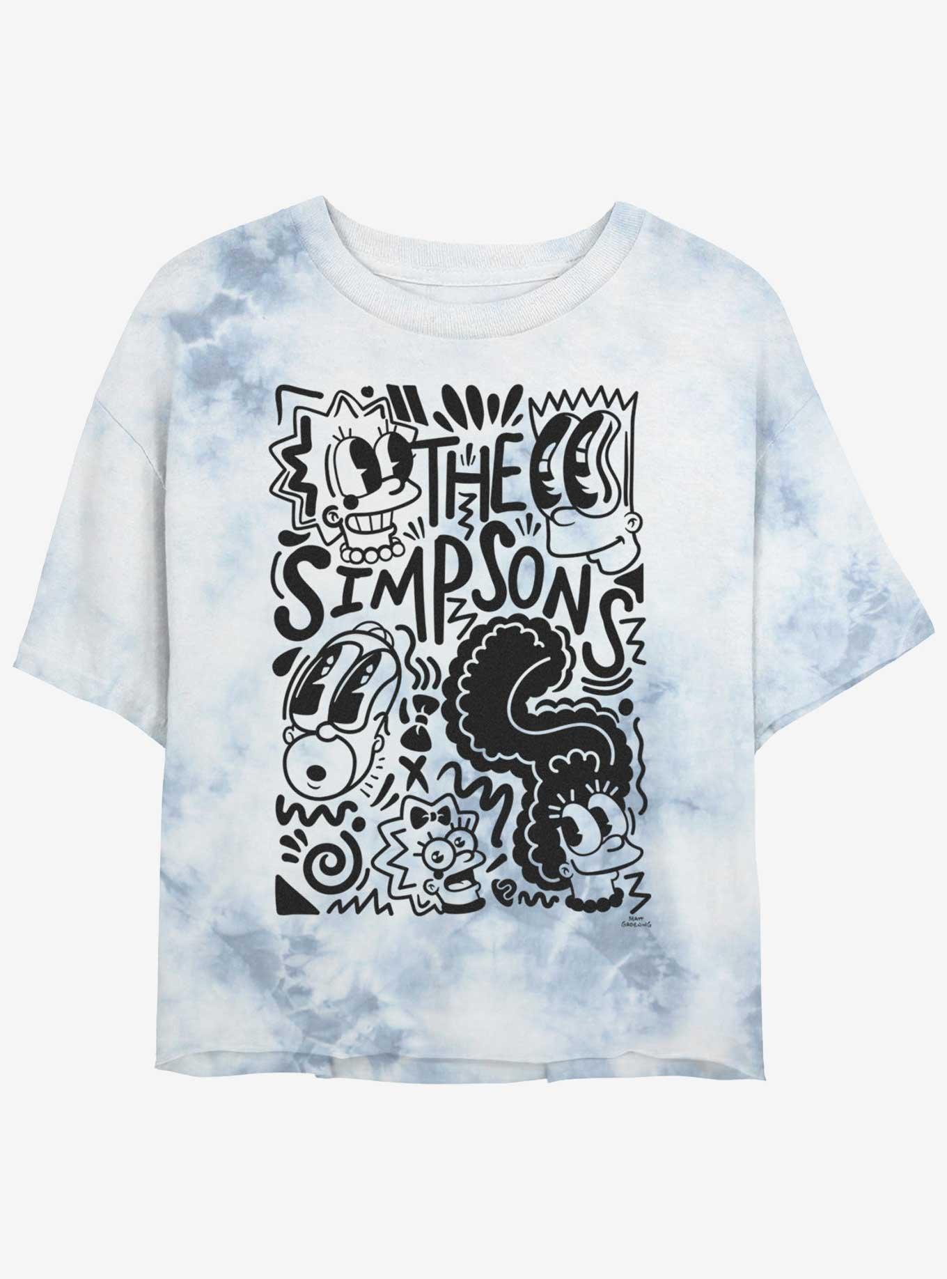 The Simpsons Pop Art Fam Girls Tye-Dye Crop T-Shirt, WHITEBLUE, hi-res