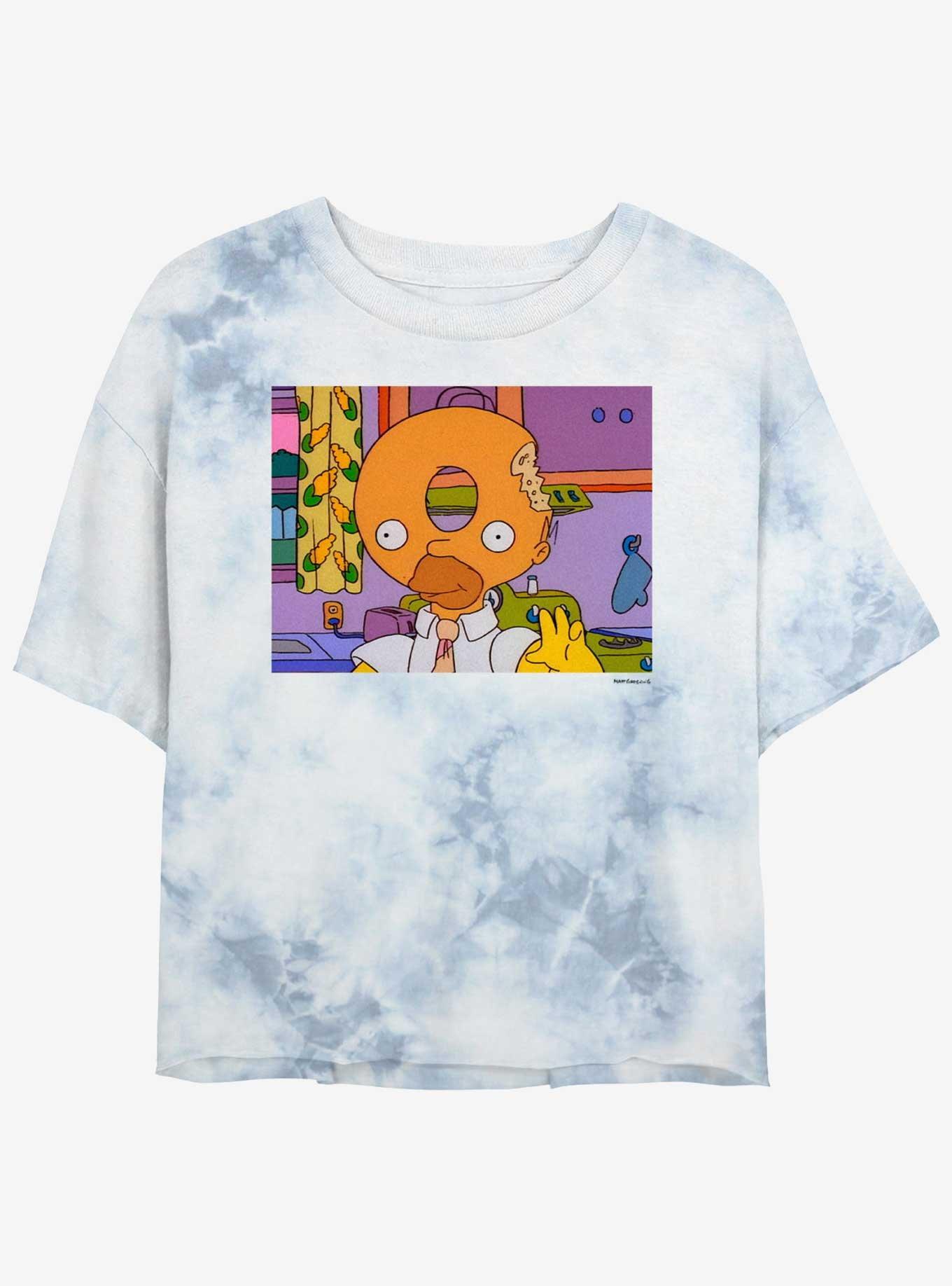 The Simpsons Donut Head Homer Girls Tye-Dye Crop T-Shirt, , hi-res