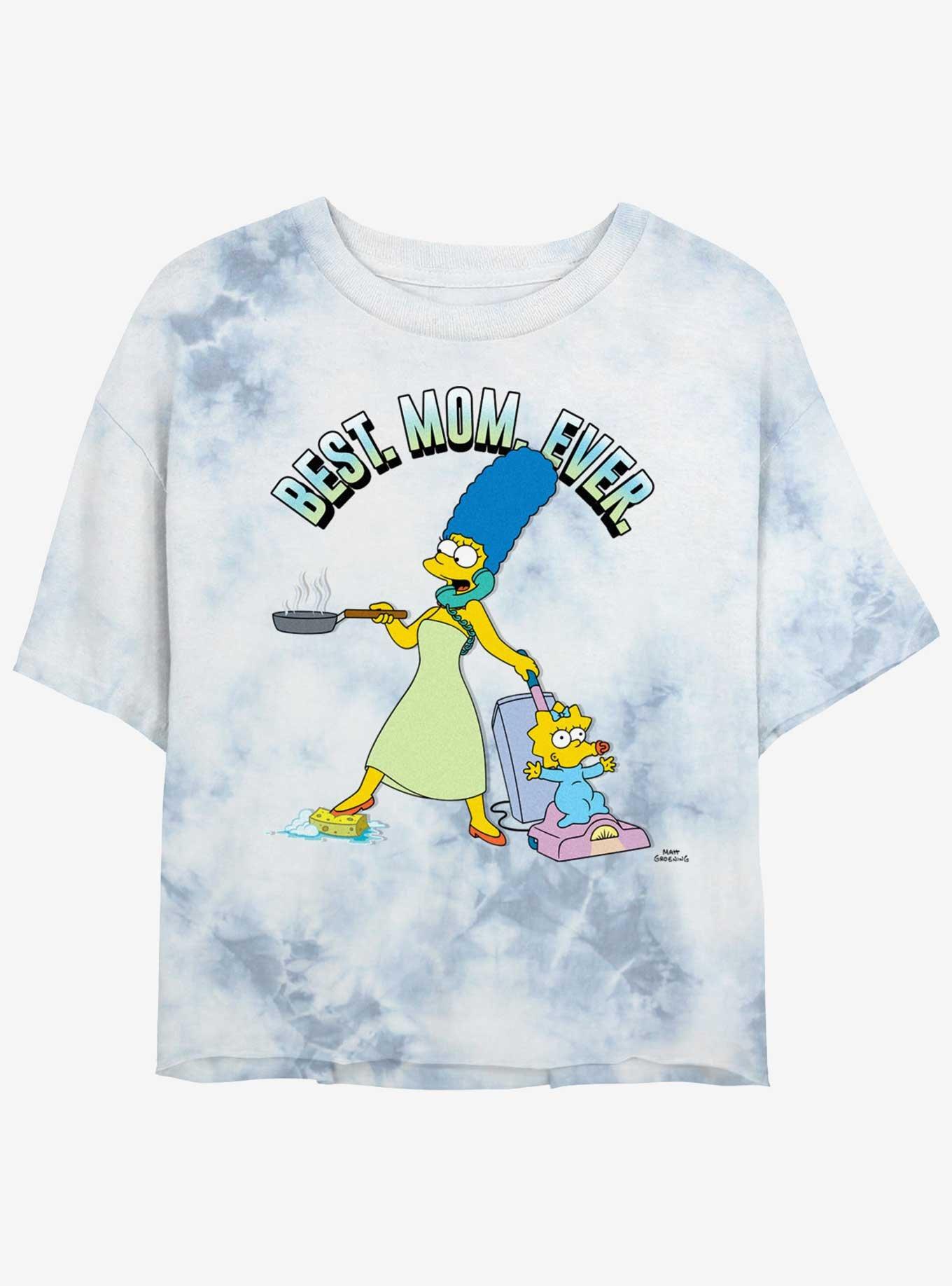 The Simpsons Best. Mom. Ever. Girls Tye-Dye Crop T-Shirt, WHITEBLUE, hi-res
