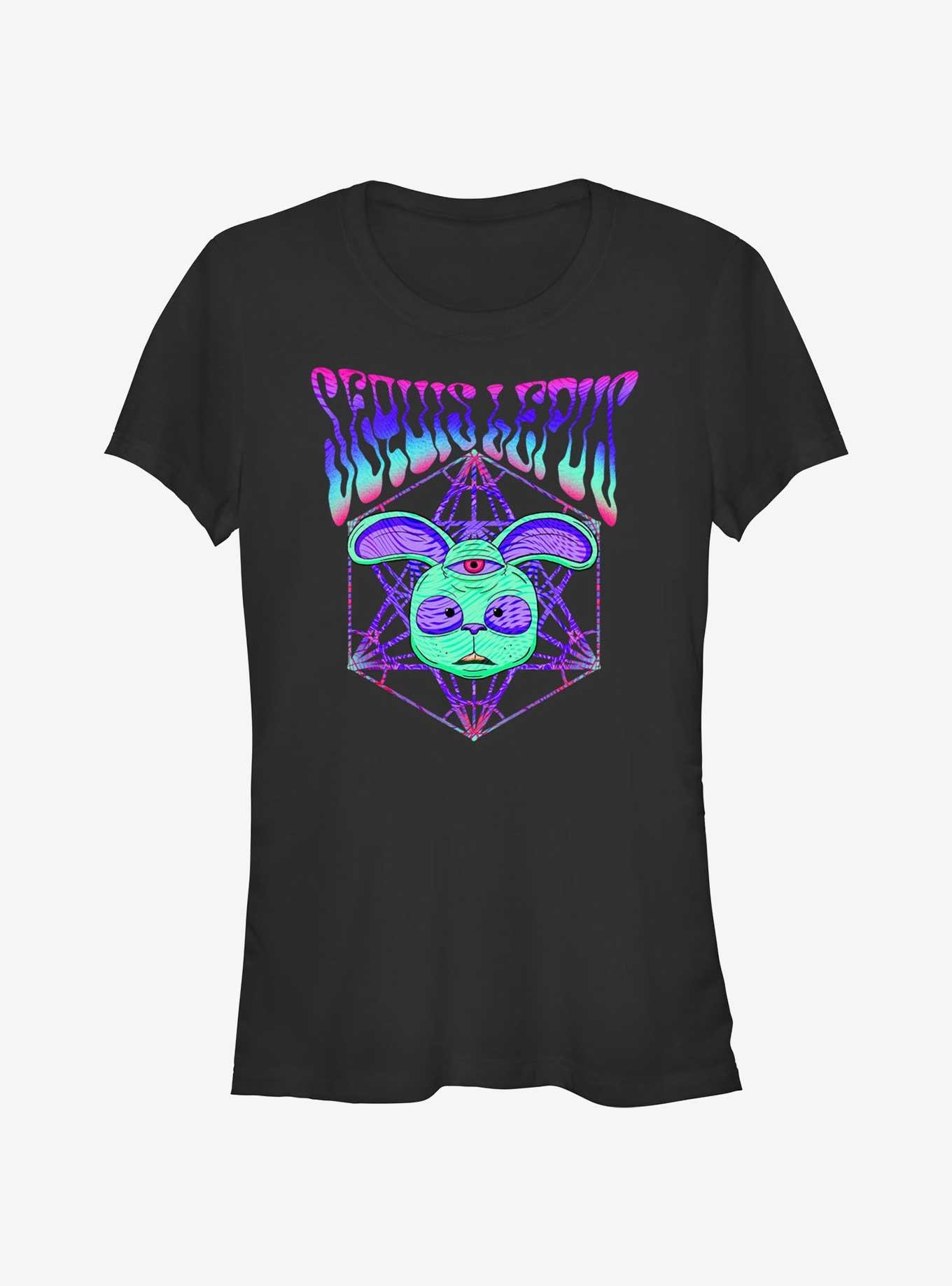 My Pet Hooligan Sequis Lepus Psychedelic Bunny Girls T-Shirt, BLACK, hi-res