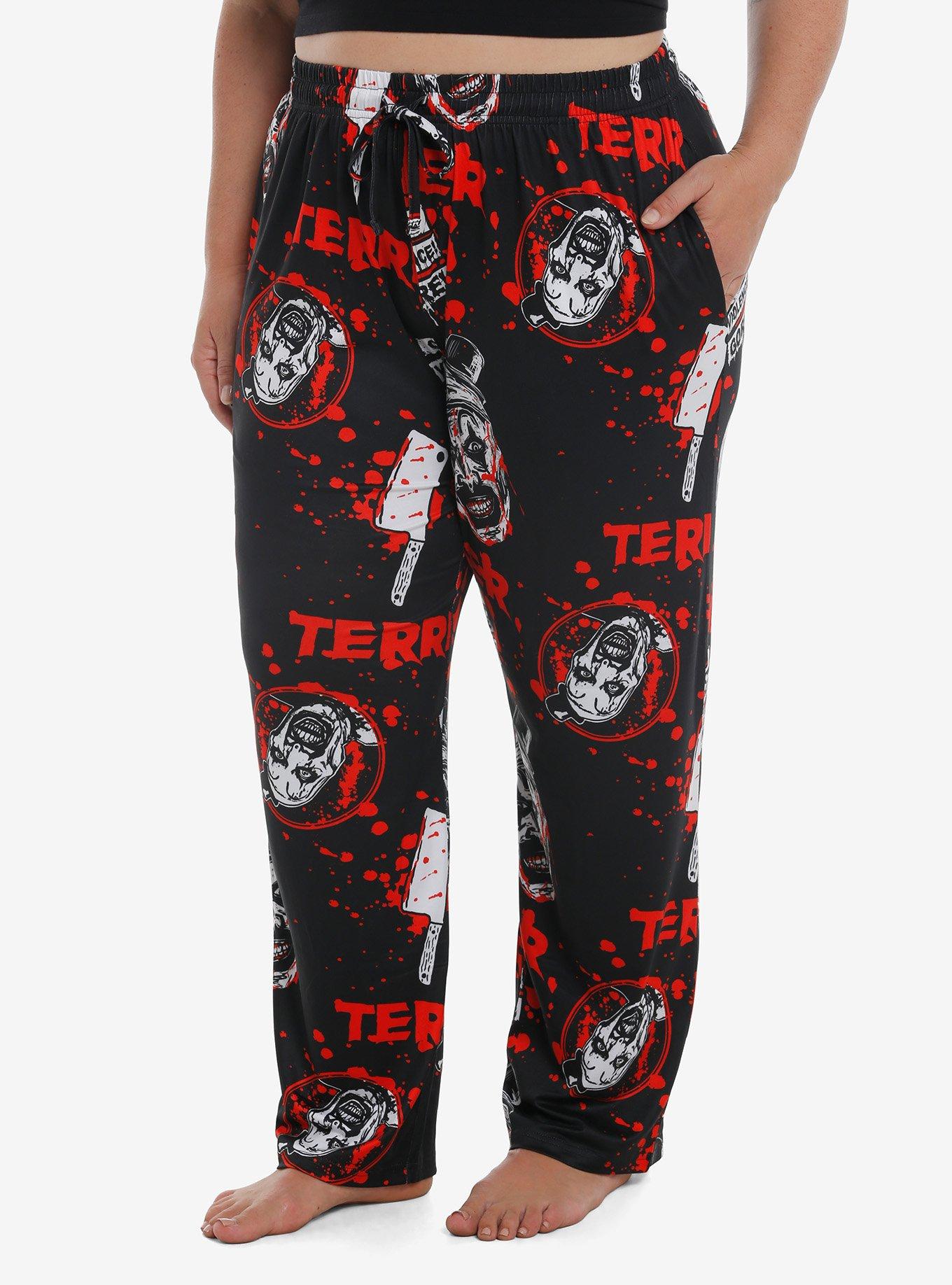 Terrifier Art Splatter Pajama Pants Plus Size, RED, hi-res