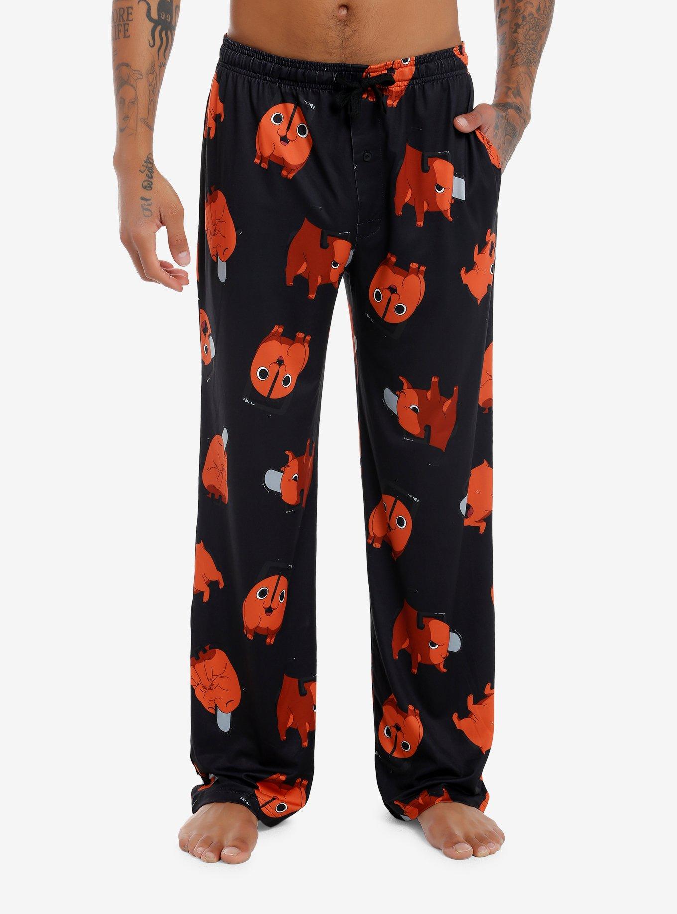 Chainsaw Man Pochita Pajama Pants, ORANGE, hi-res