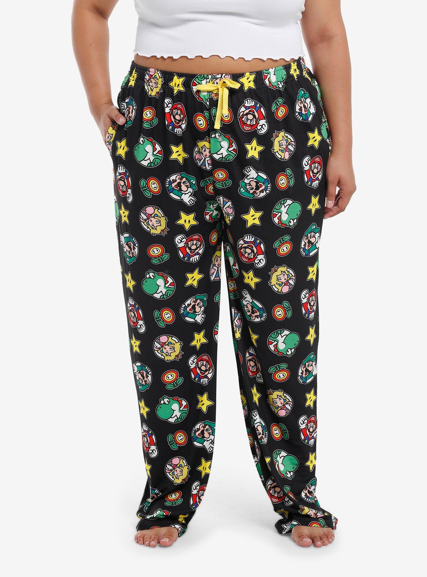 Super Mario Character Icon Pajama Pants Plus Size, , hi-res