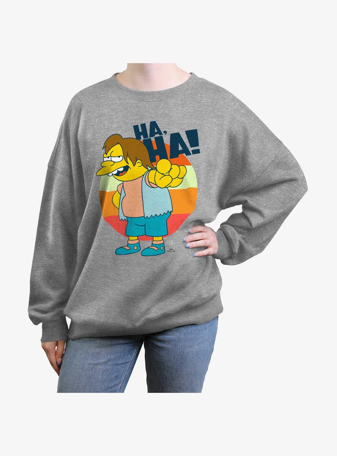 The Simpsons Nelson Ha, Ha! Girls Oversized Sweatshirt, HEATHER GR, hi-res