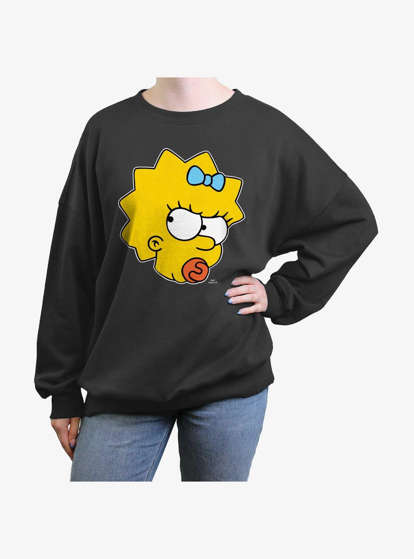 The Simpsons Sassy Maggie Girls Oversized Sweatshirt, CHARCOAL, hi-res