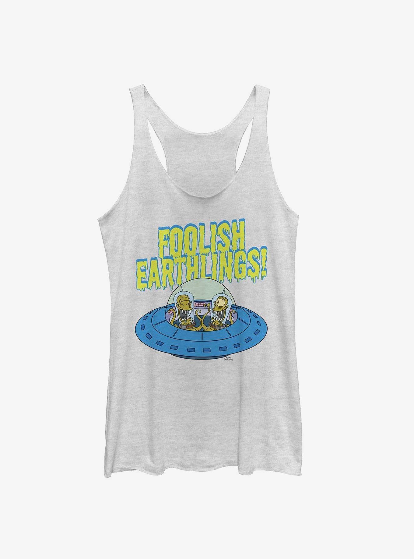 The Simpsons Foolish Earthlings Girls Tank, WHITE HTR, hi-res