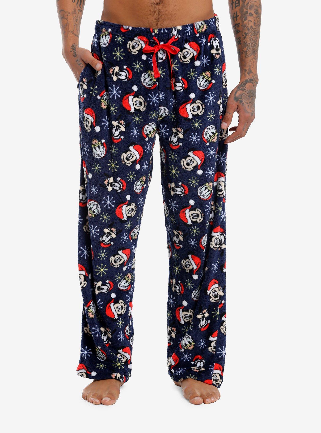 Disney Mickey Mouse And Friends Santa Hats Fuzzy Pajama Pants, MULTI, hi-res