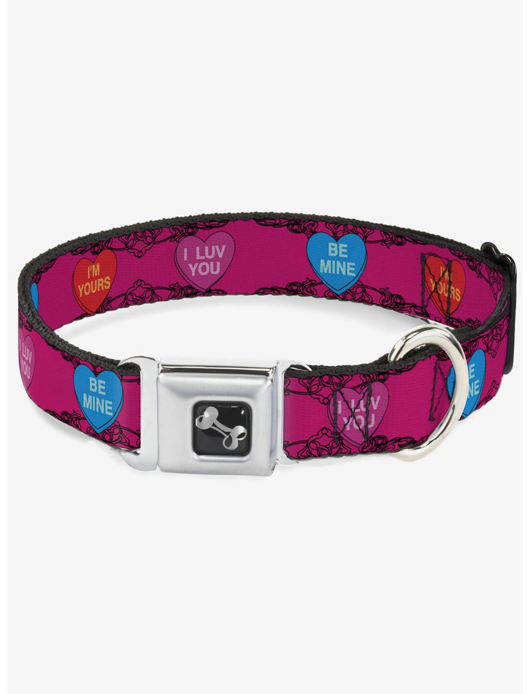 Candy Hearts Seatbelt Buckle Dog Collar, PINK, hi-res