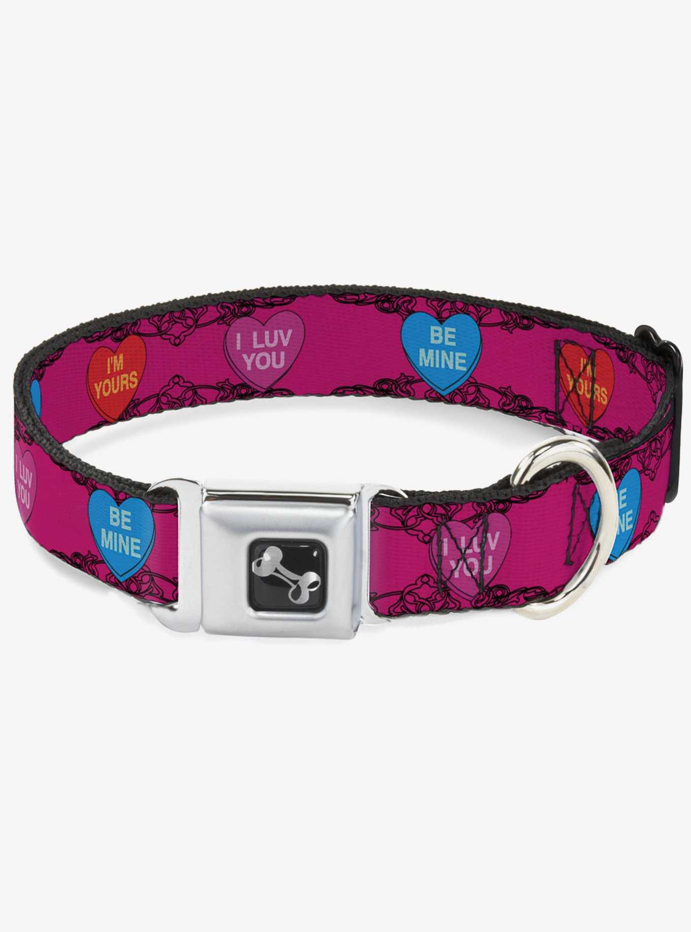 Candy Hearts Seatbelt Buckle Dog Collar, , hi-res